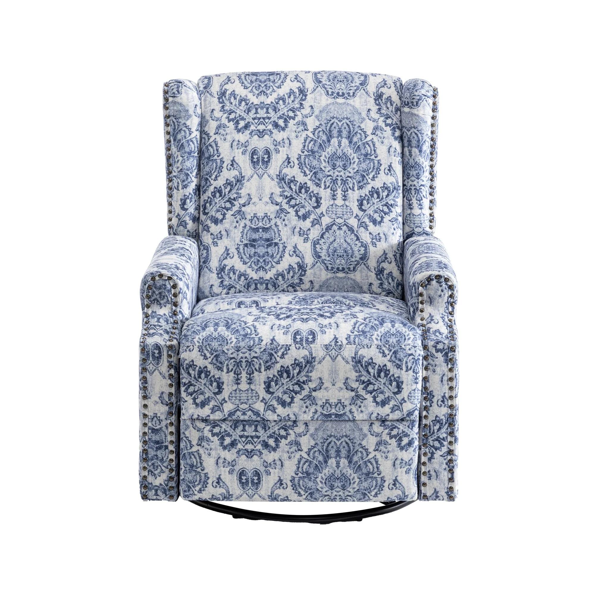 Linen Manual Swivel Base Recliner Chair with Footrest