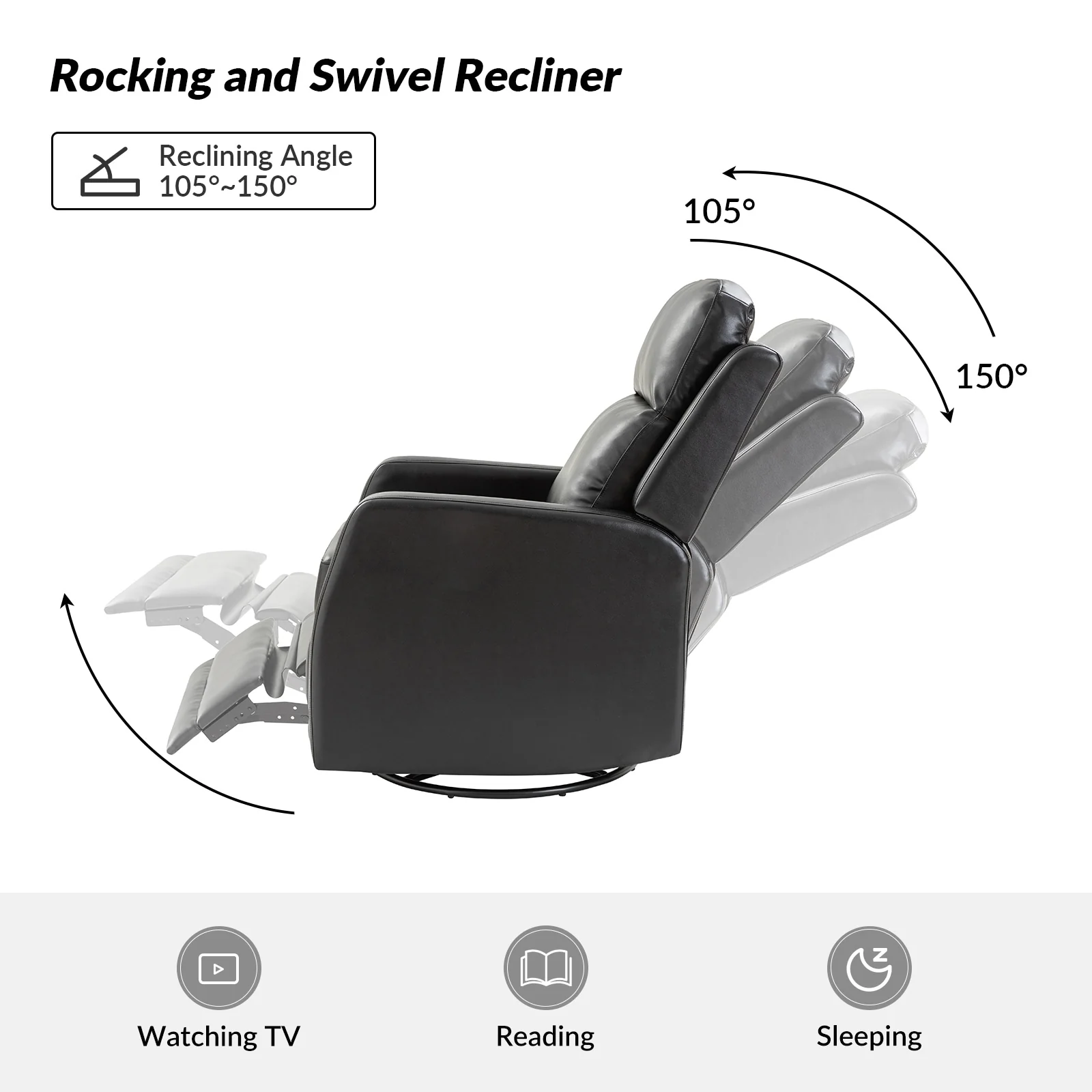 Esteban Modern Faux Leather Manual Rocking Swivel Recliner with Wingback Set of 2