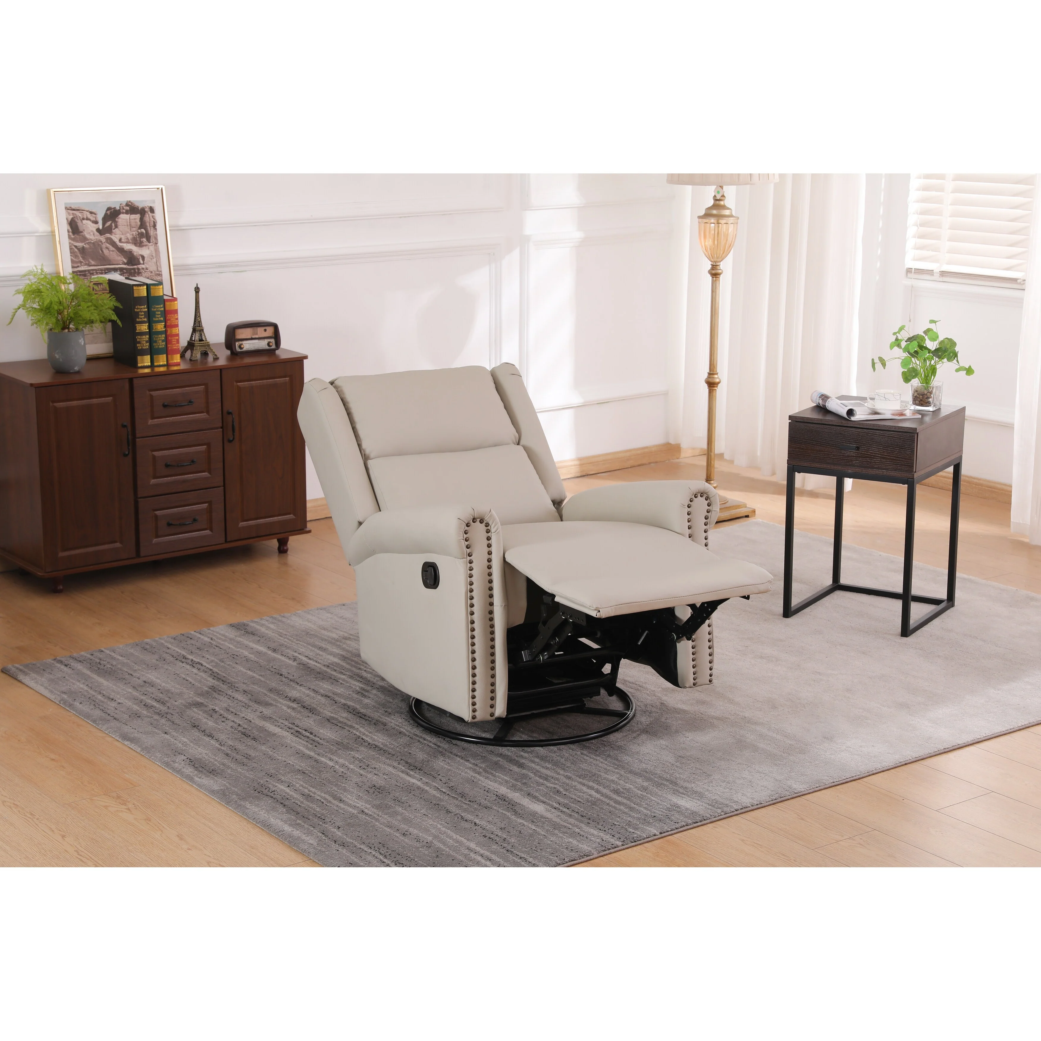 Ergonomic Swivel Rocker Recliner Chair with USB?C & Lumbar Cushion