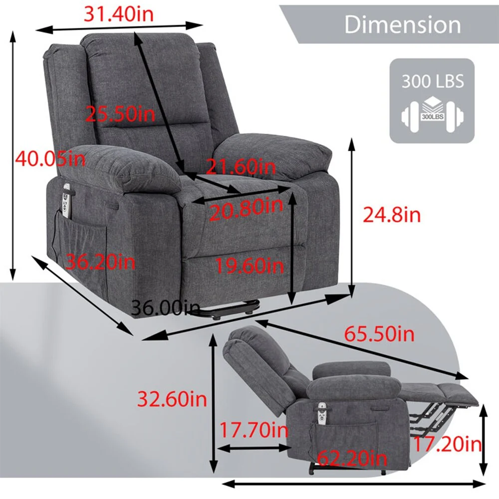 Electric Massage Power Recliner Chair, Multi-function Lifting, Timing