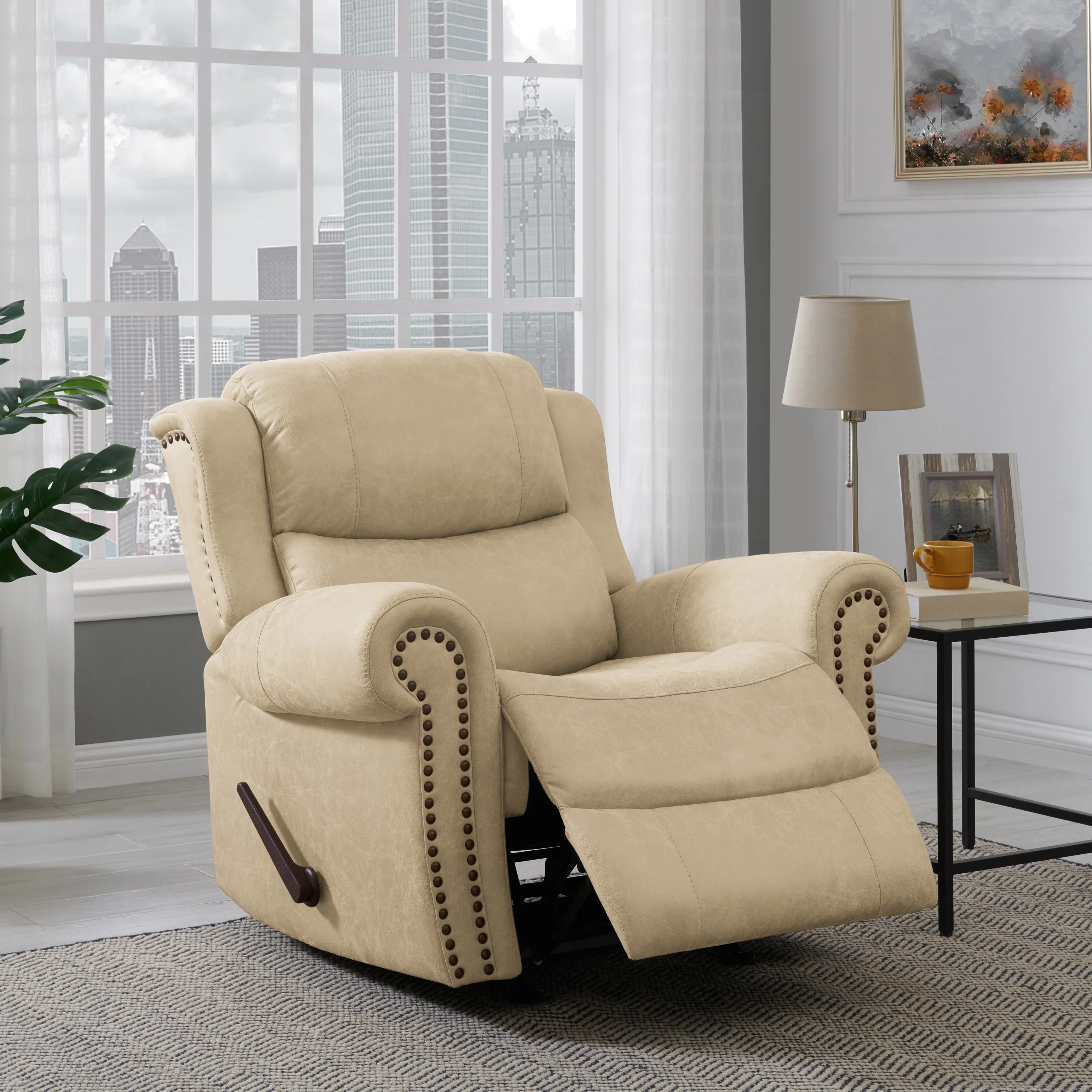 Copper Grove Dilsen Extra Large Rolled Arm Rocker Recliner Chair