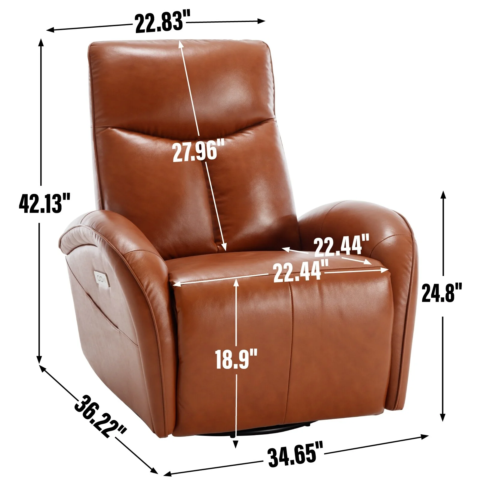 Armless Power Glider Recliner Chair with USB?C Charging & High Backrest