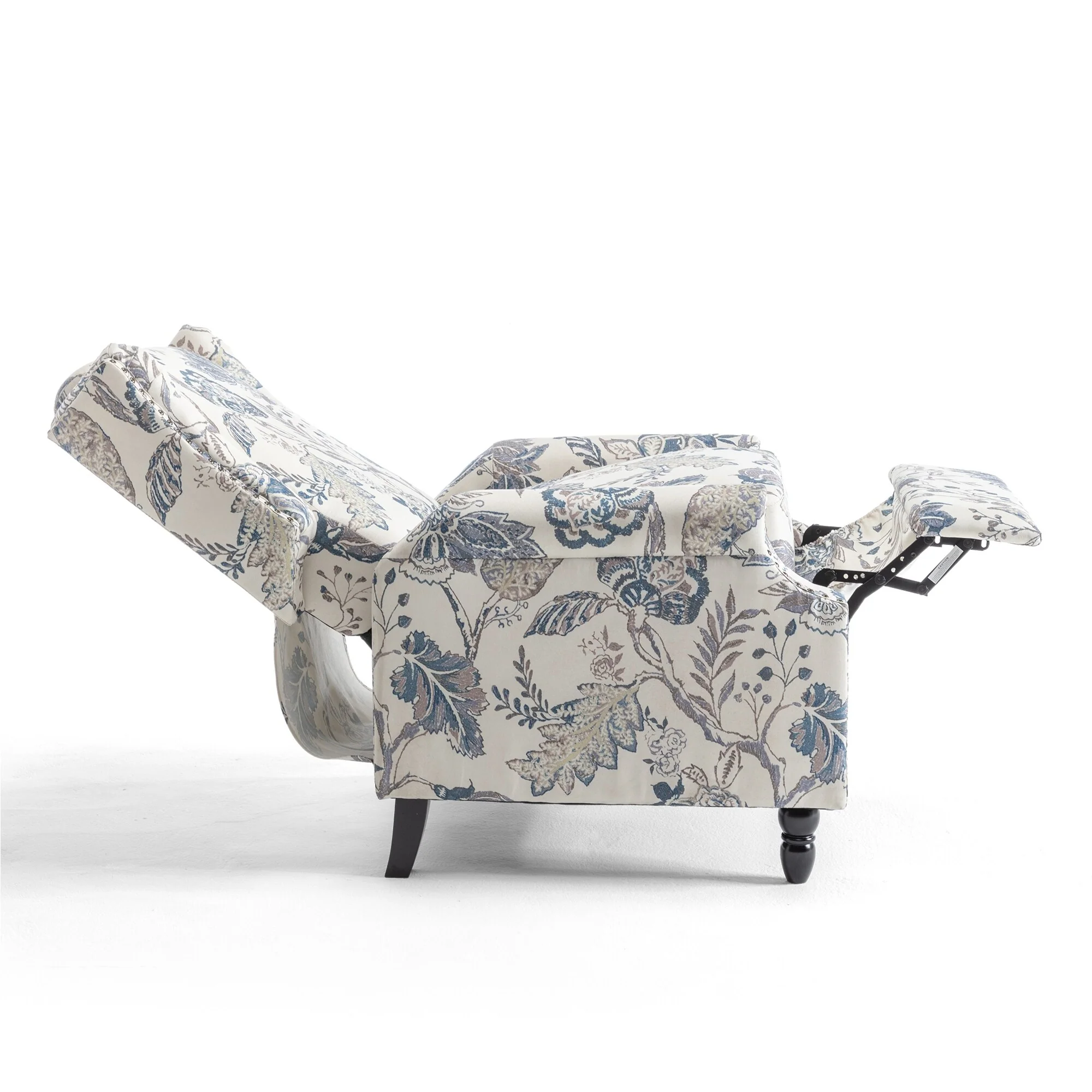 Linen Manual Upholstered Recliner with Wood Legs