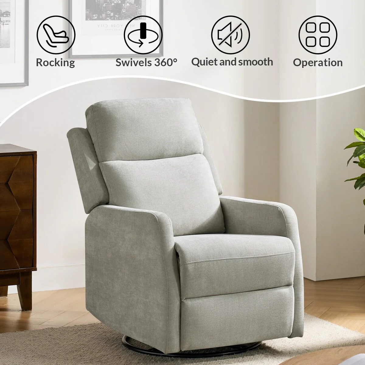 Julian Modern Swivel Rocker Manual Recliner by HULALA HOME