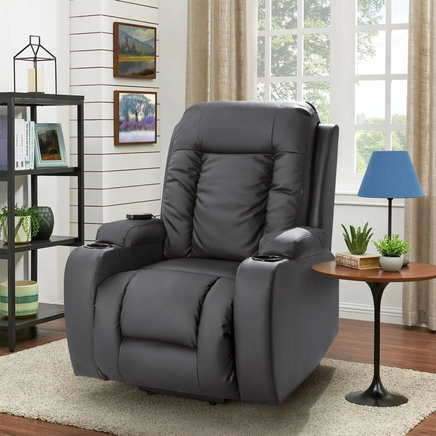 Furniwell PU Leather Power Lift Assist Recliner Chair with USB