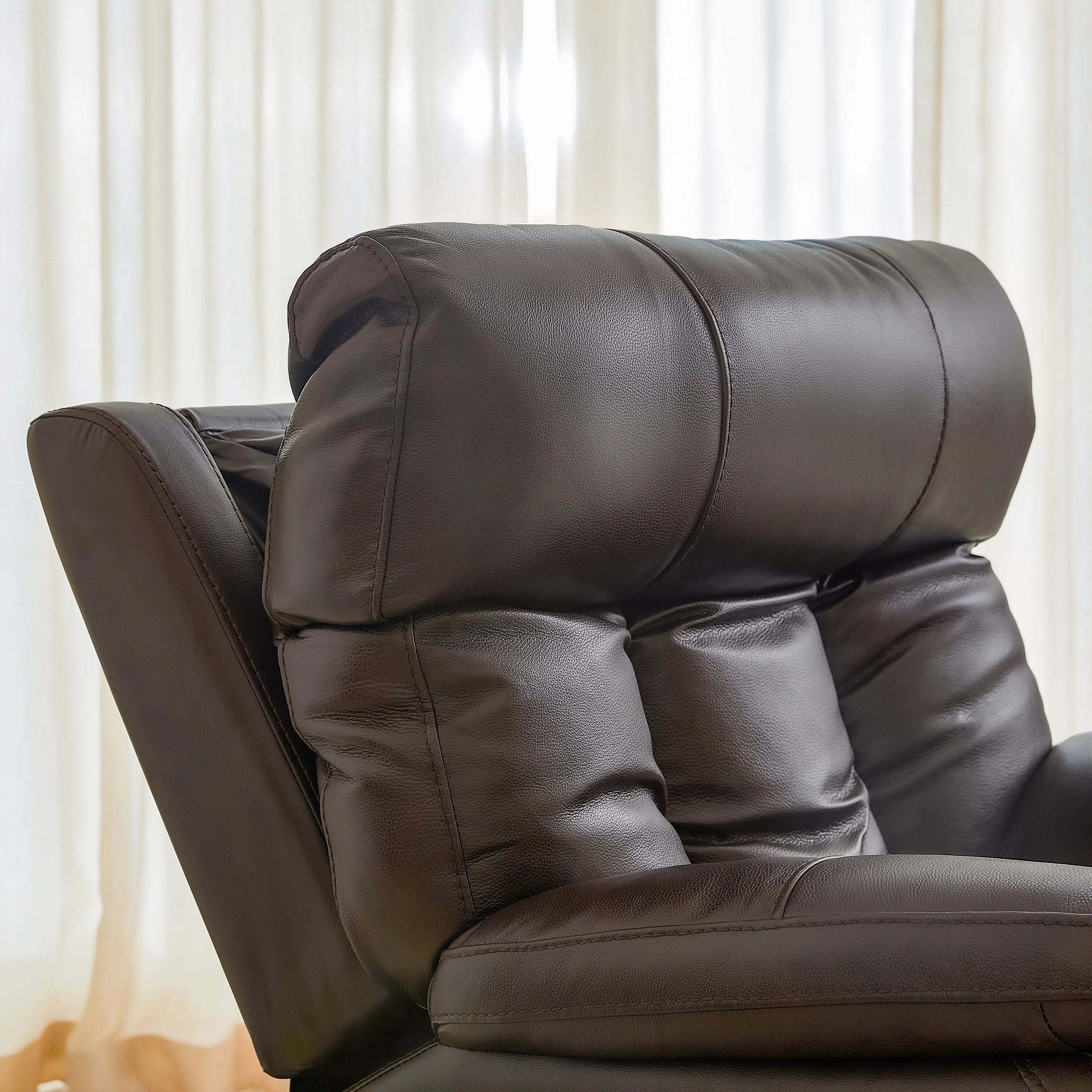 Top Grain Leather Power Recliner Chair Adjustable Headrest Extendable Footrest Zero Gravity Recliner