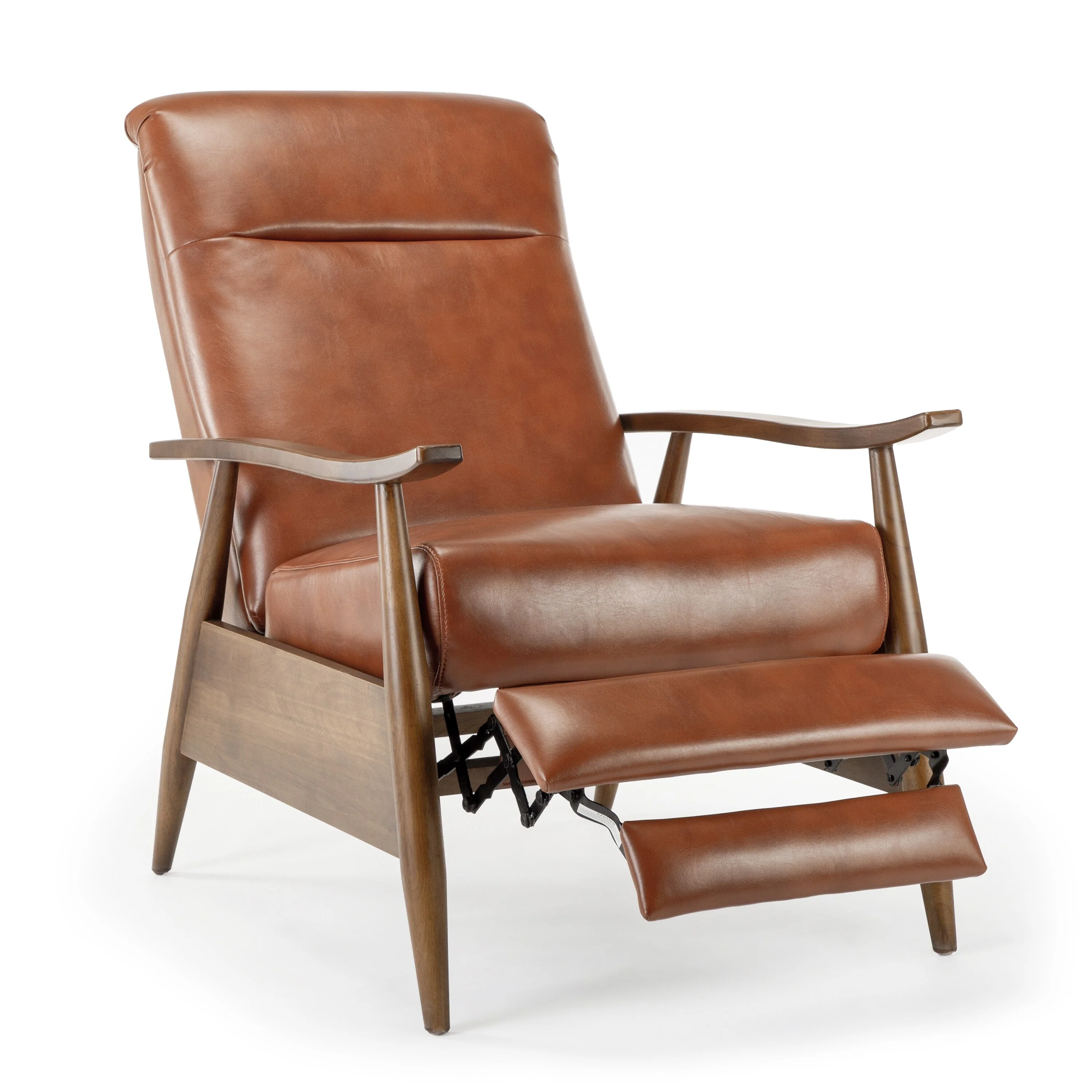 Sarasota Wood Arm Push Back Recliner - Caramel