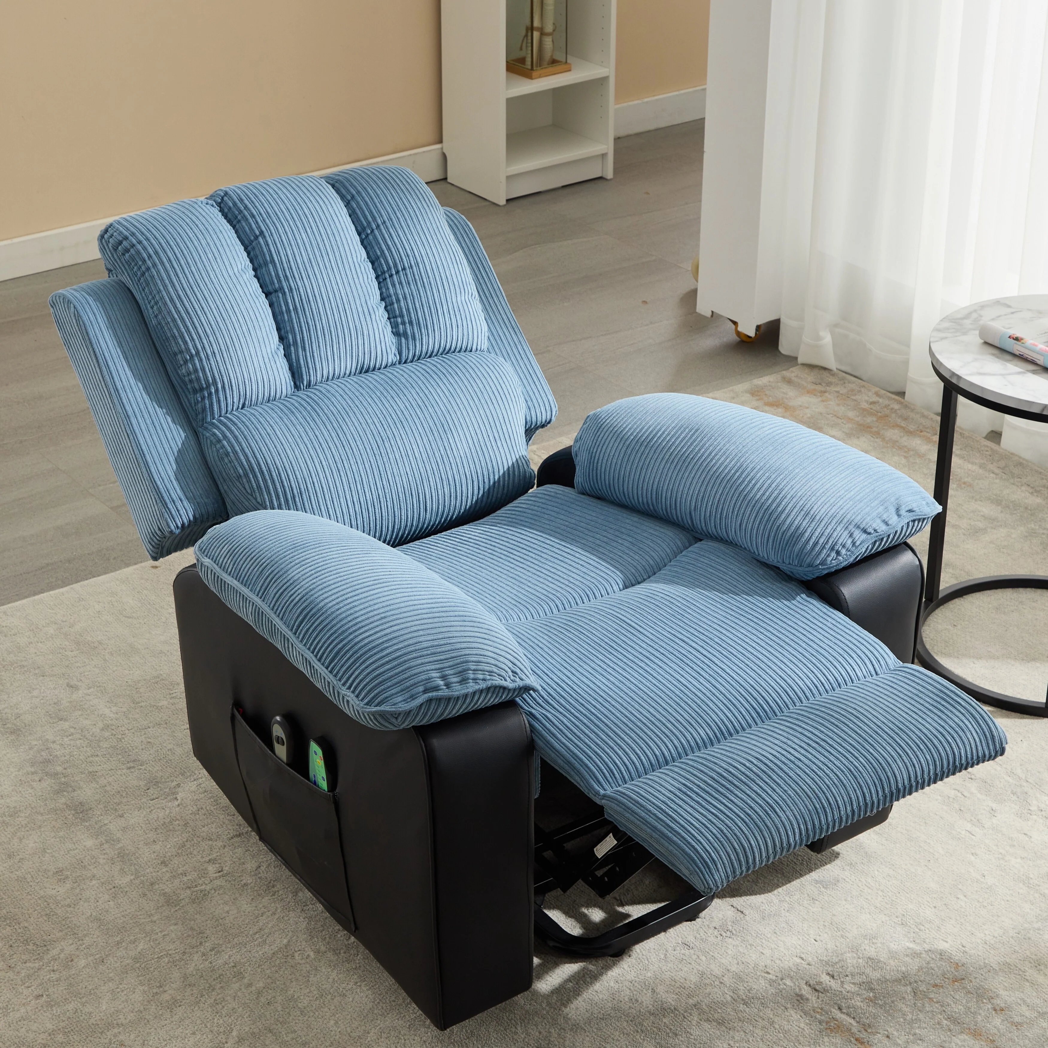 Blue Recliner with Heat, Massage & Modern Design