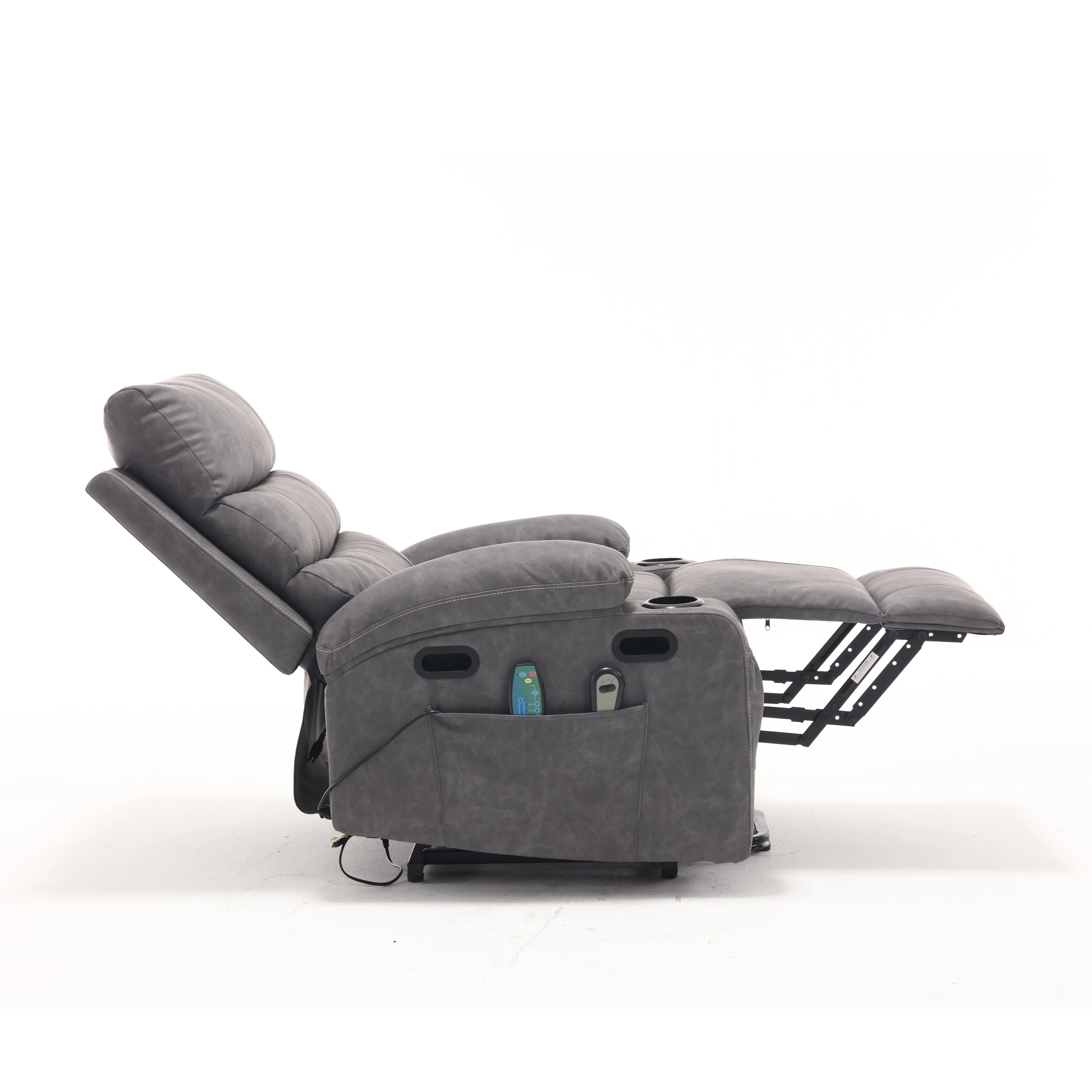 PU Leather Power Lift Recliner with Massage, Heating & Cup Holders
