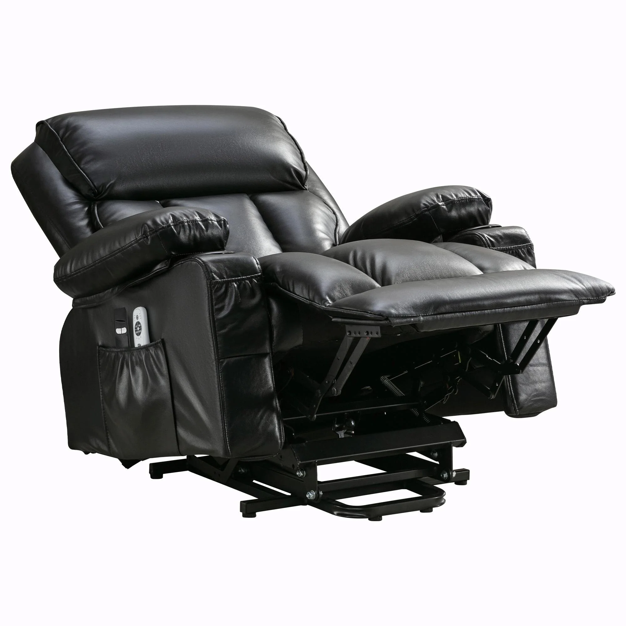 Power Electric Massage Lift Lounge Chair with Heating and Vibration Functions, Fleece Leather with USB