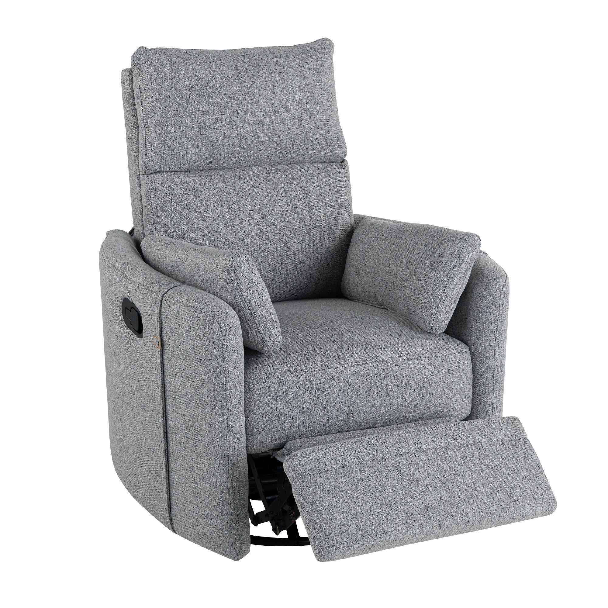 Beige Manual Rocker Recliner Chair with 360�� Swivel and Adjustable Backrest, Perfect with Two Removable Pillows