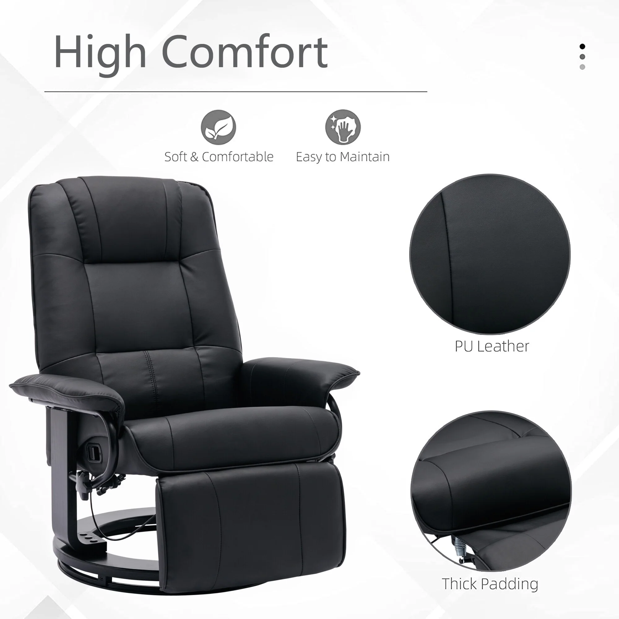 Faux Leather Manual Recliner Adjustable Swivel Lounge Chair With Footrest - 30.70 x 34.30 x 35.00