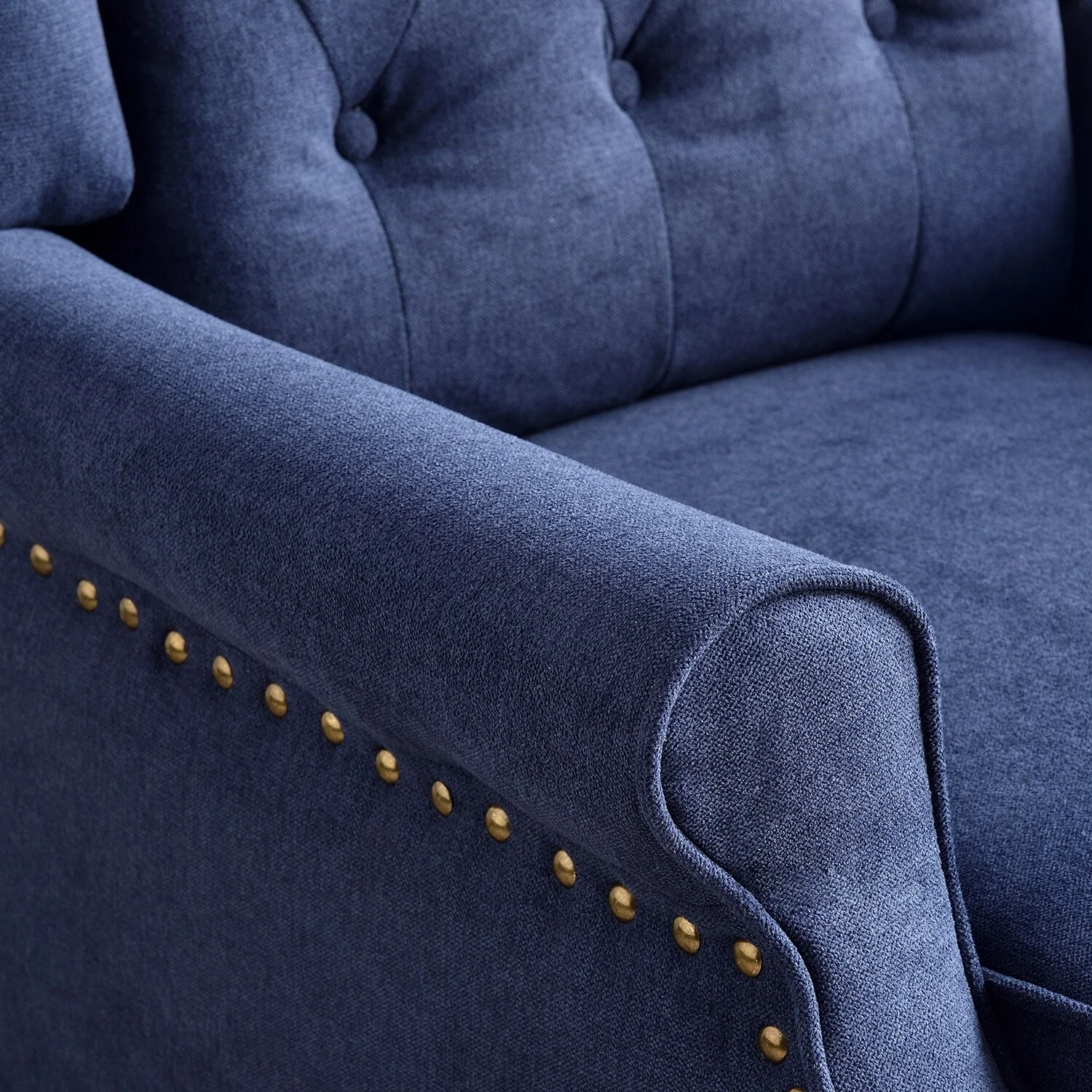 Push Back Recliner with Tufted Back and Wooden Legs