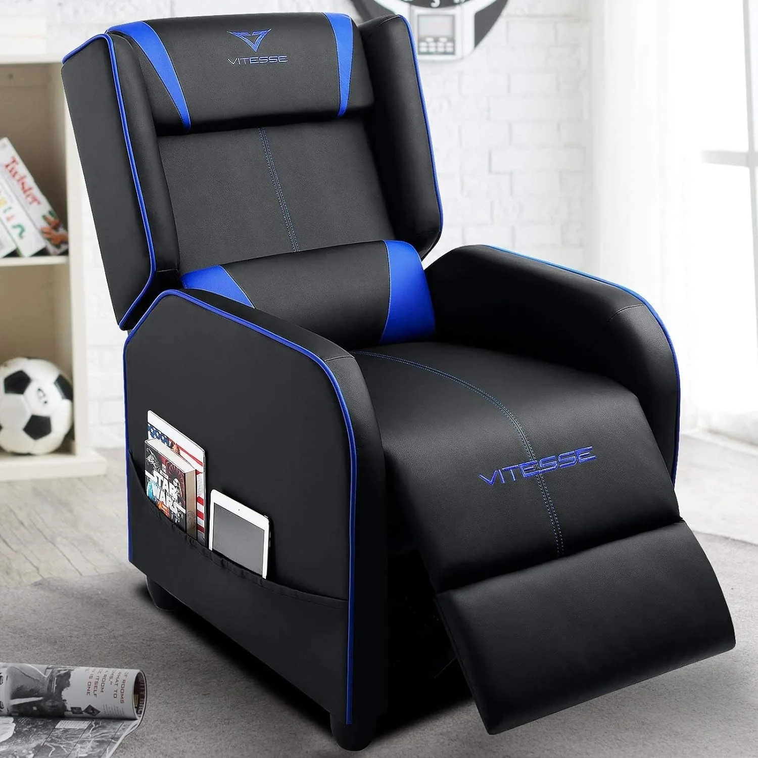 BOSSIN Gaming Recliner Chair Racing Style High Back Chair Living Room Recliners Theater Seating