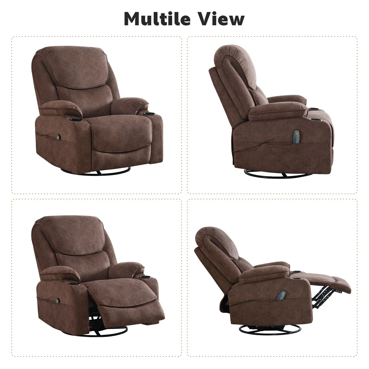 HOMYKA Swivel Manual Rocking Recliner Chair with Massage and Heat