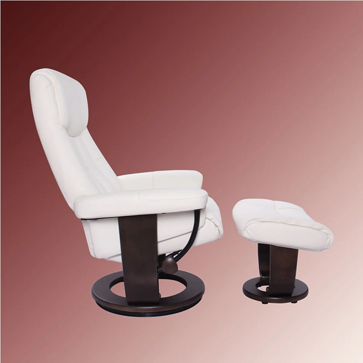 Leather Swivel Recliner with Matching Ottoman