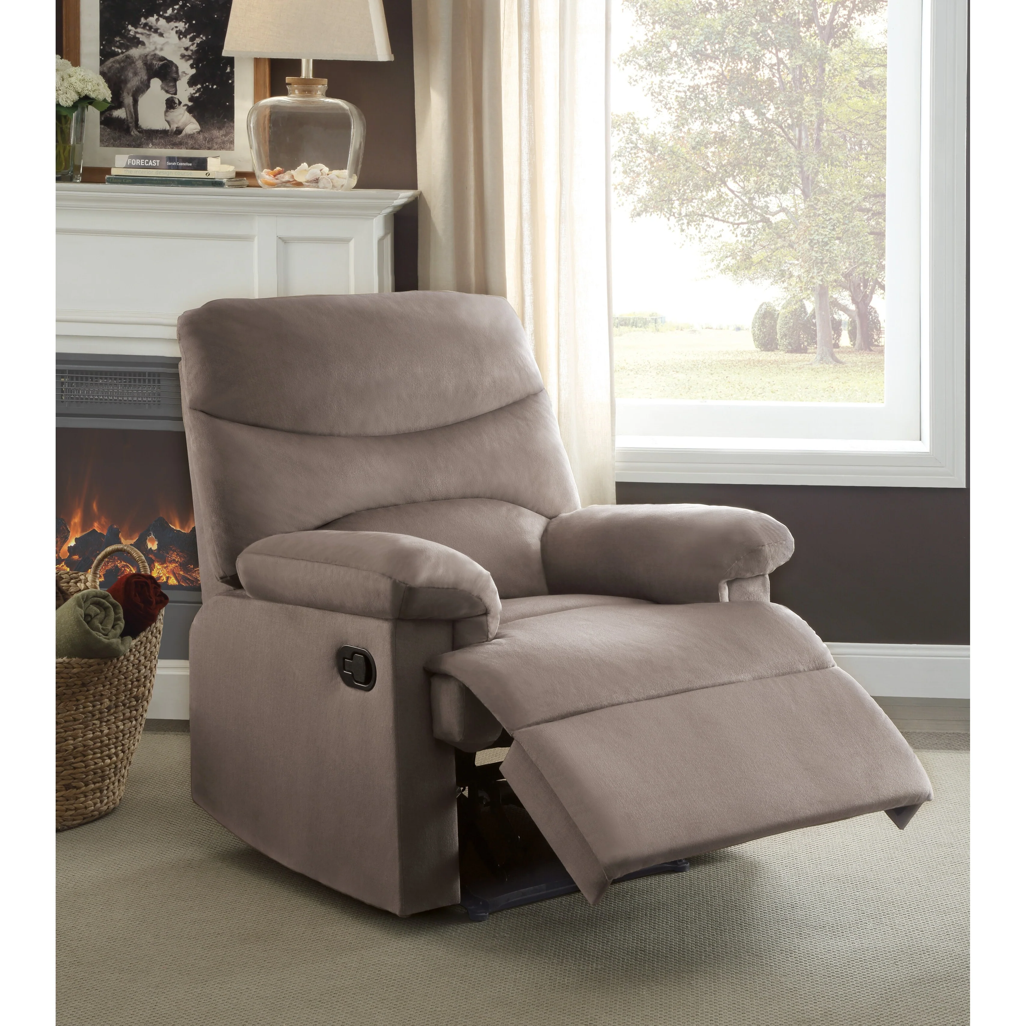 Light Brown Woven Fabric Motion Recliner