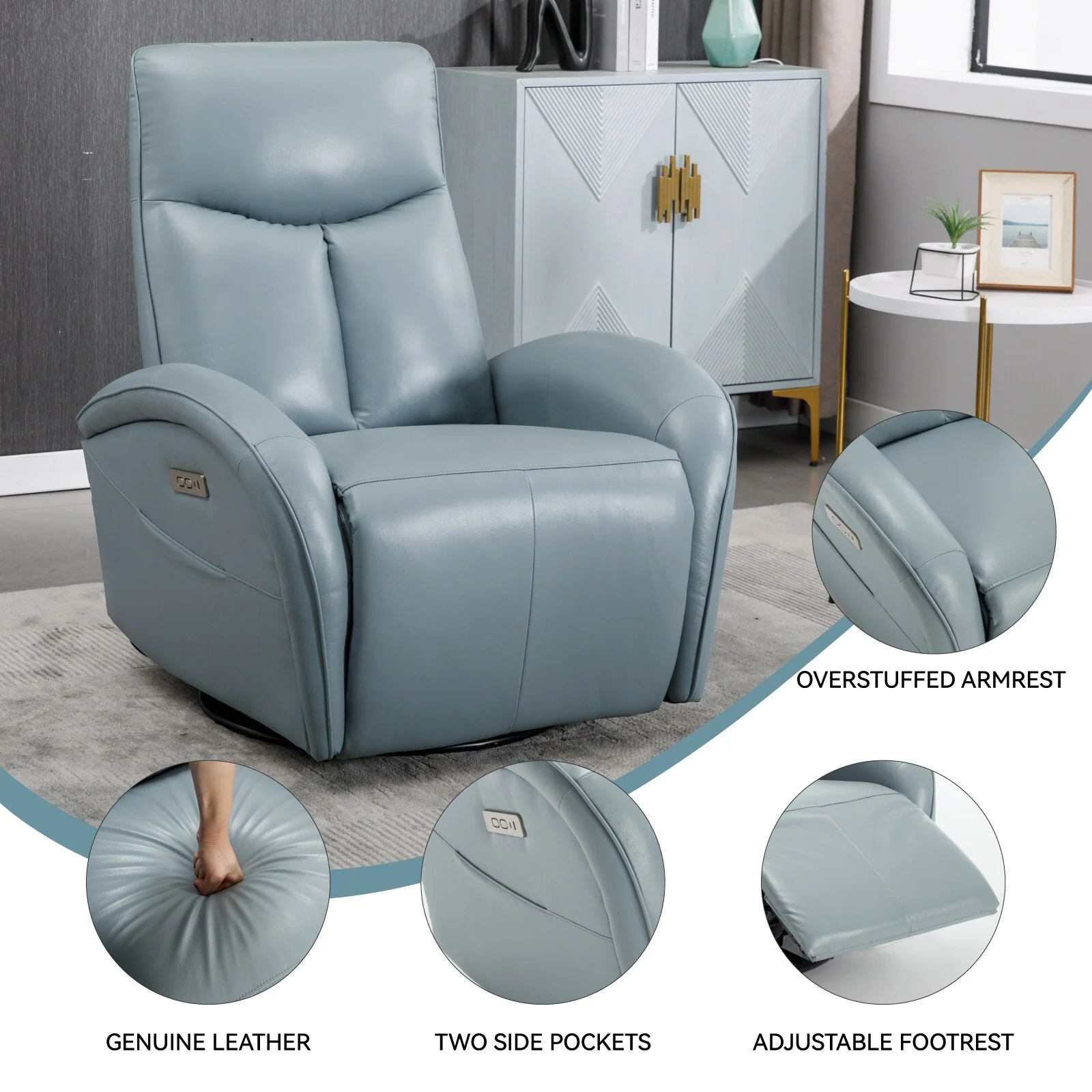 Armless Power Glider Recliner Chair with USB?C Charging & High Backrest