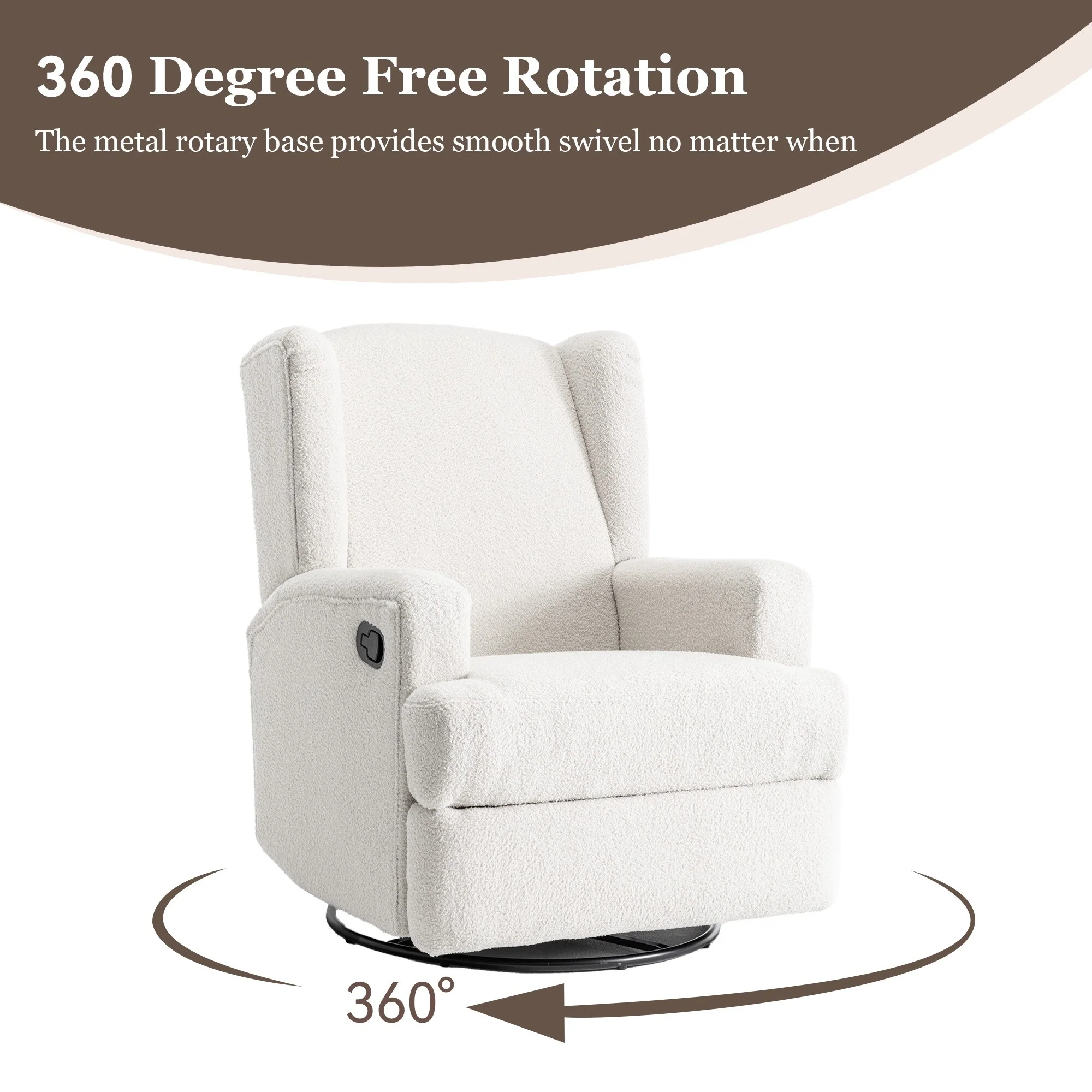 31'' W Wingback Manual Glider Swivel Rocker Recliner Nursery Chair