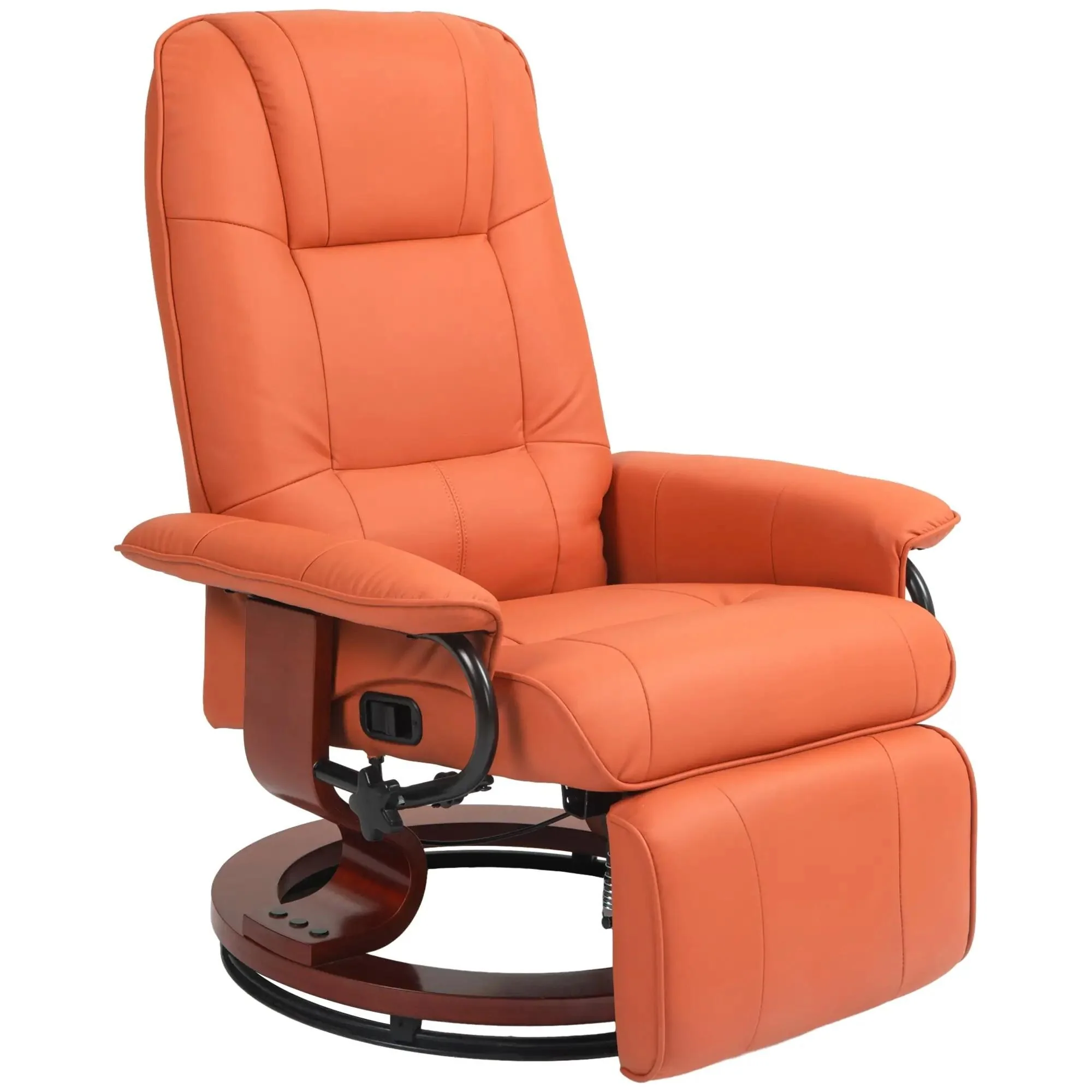 Faux Leather Recliner Chair, Swivel Recliner with Footrest, Armrest