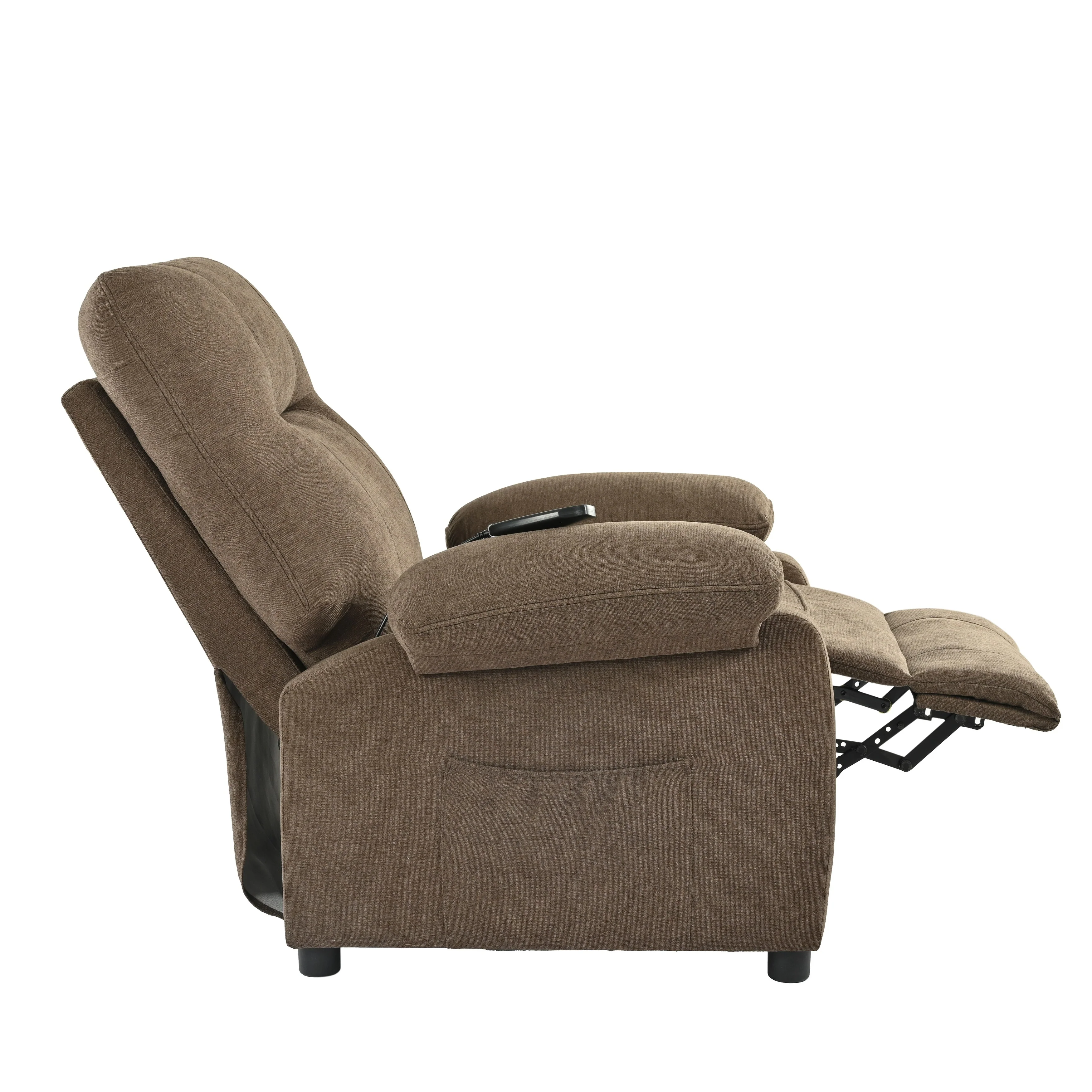 Black Manual Recliner with Massage, Heat, and Solid Wood Frame