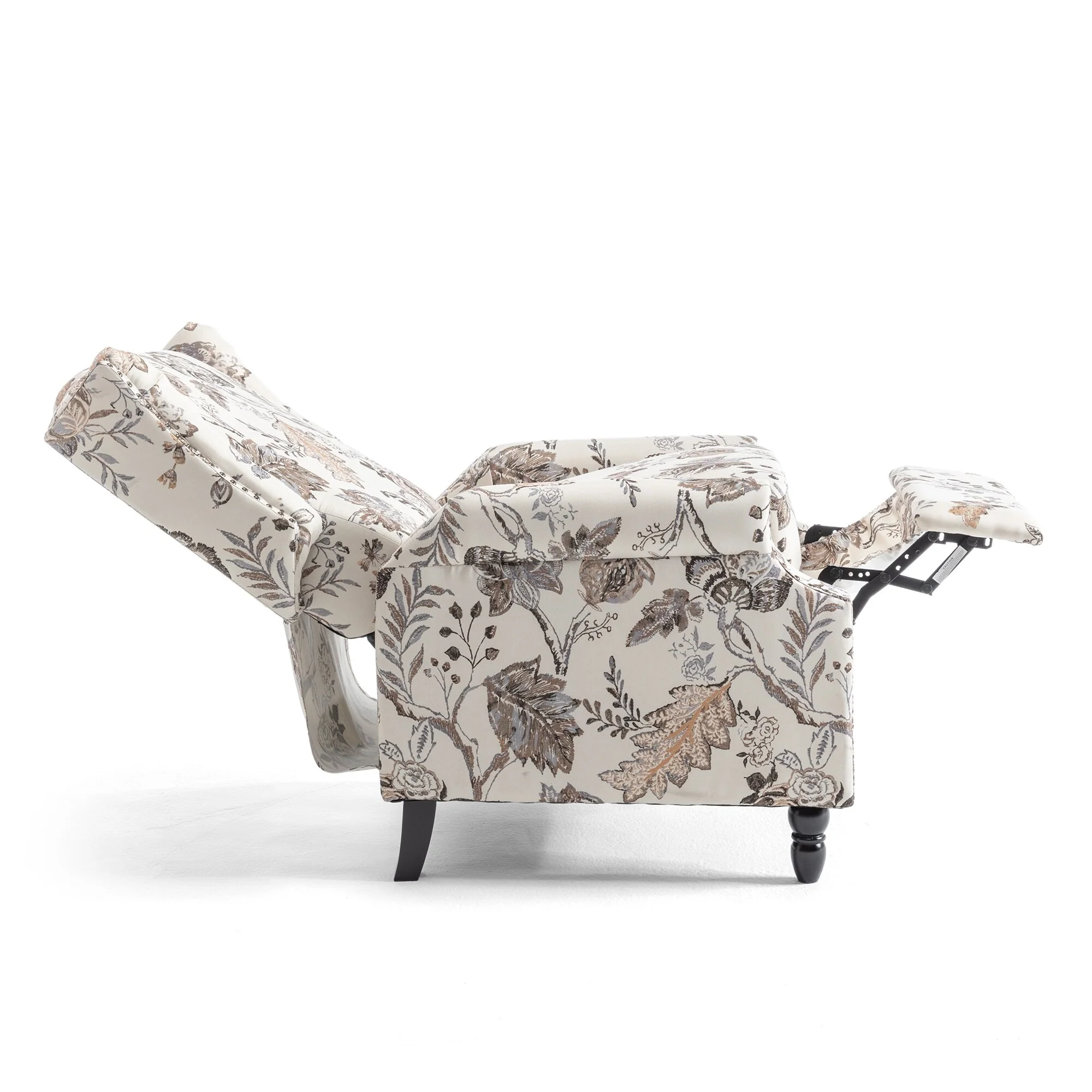 Linen Manual Upholstered Recliner with Wood Legs