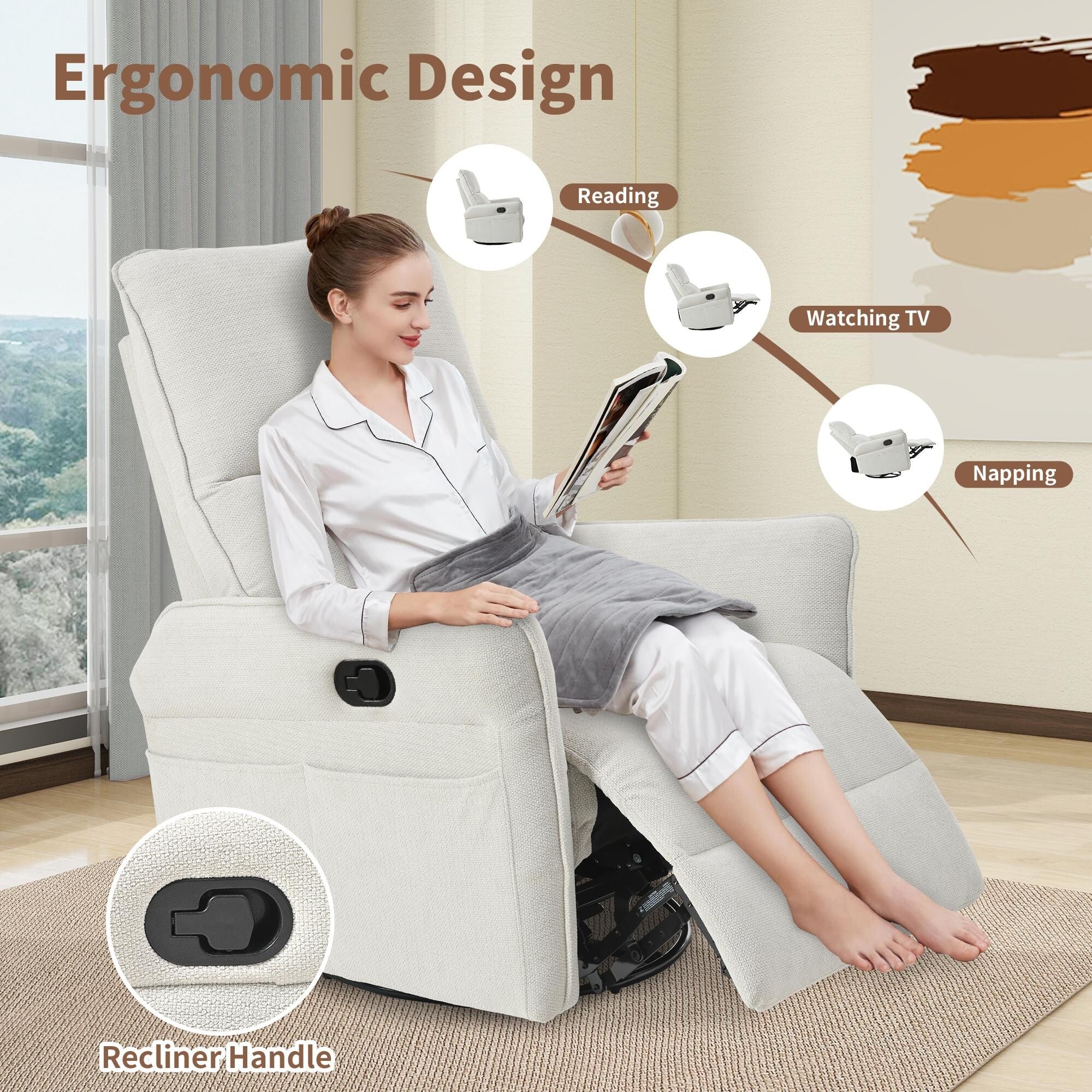 360�� Swivel Rocker Recliner Chair