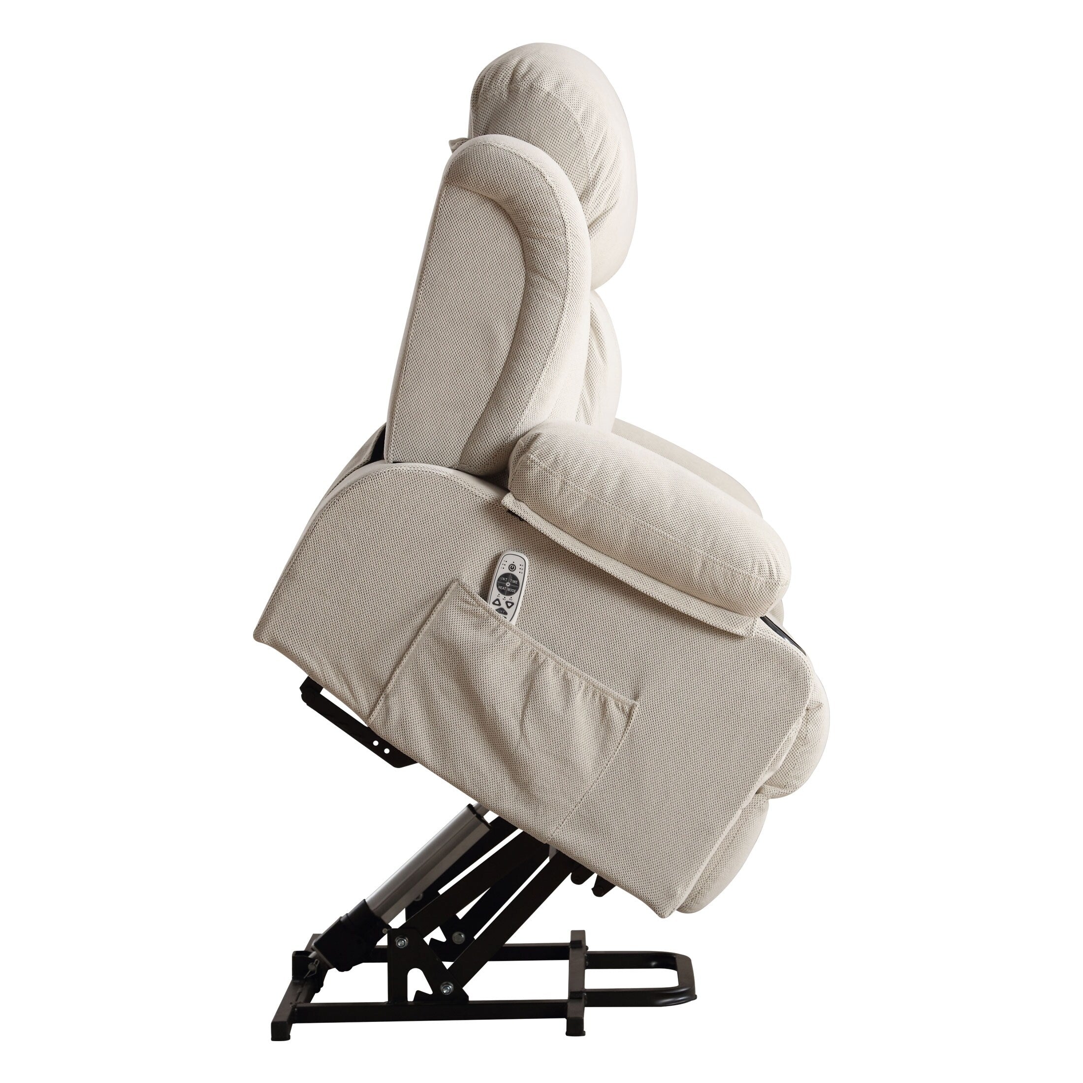 Beige Electric Recliner with Heat, Massage, USB, and Remote Control