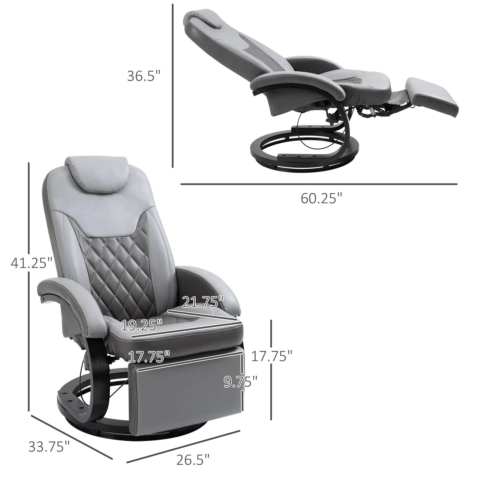 Recliner Armchair with Footrest, Headrest