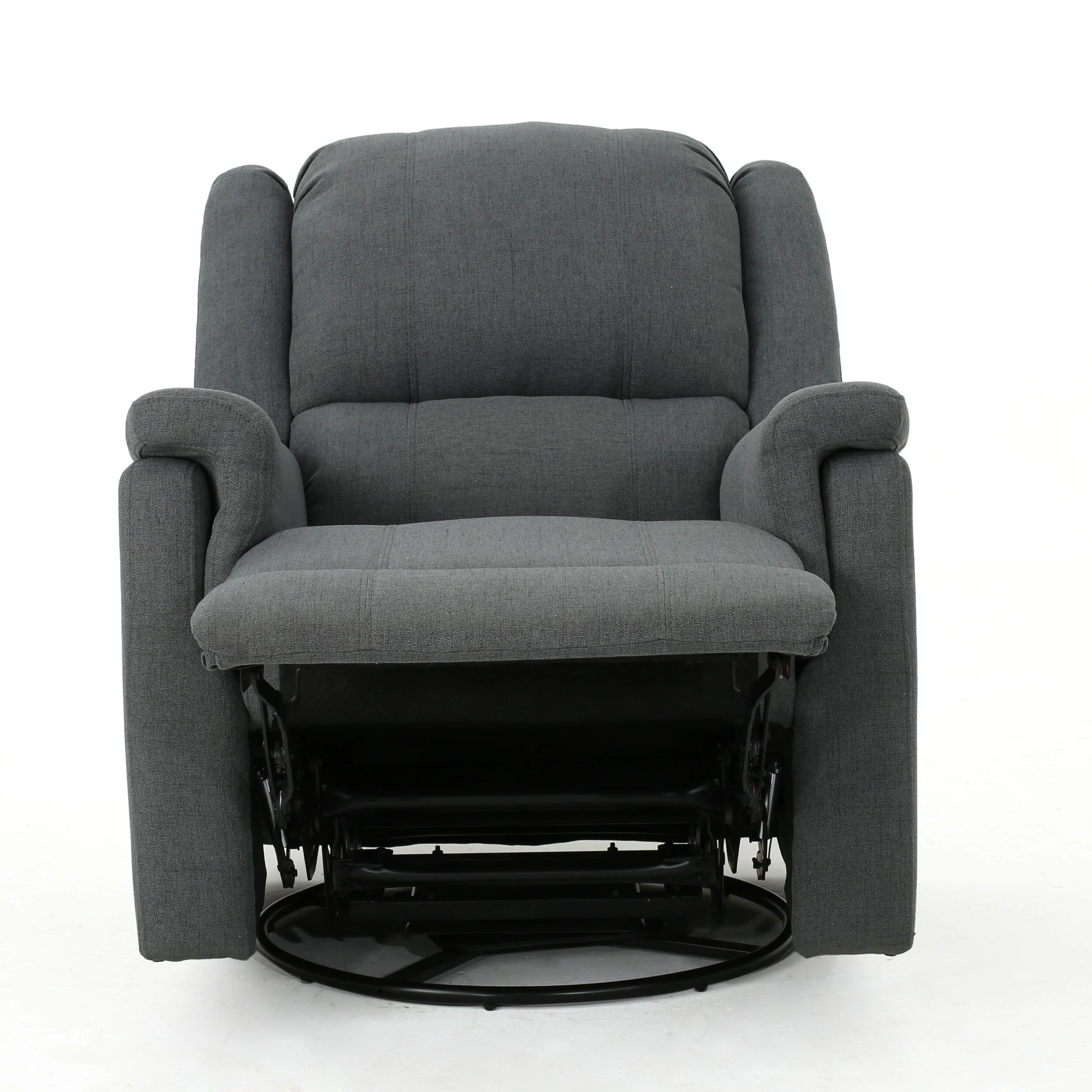 Roomfitters Fabric Glider Recliner with Swivel, Manual Reclining Chair