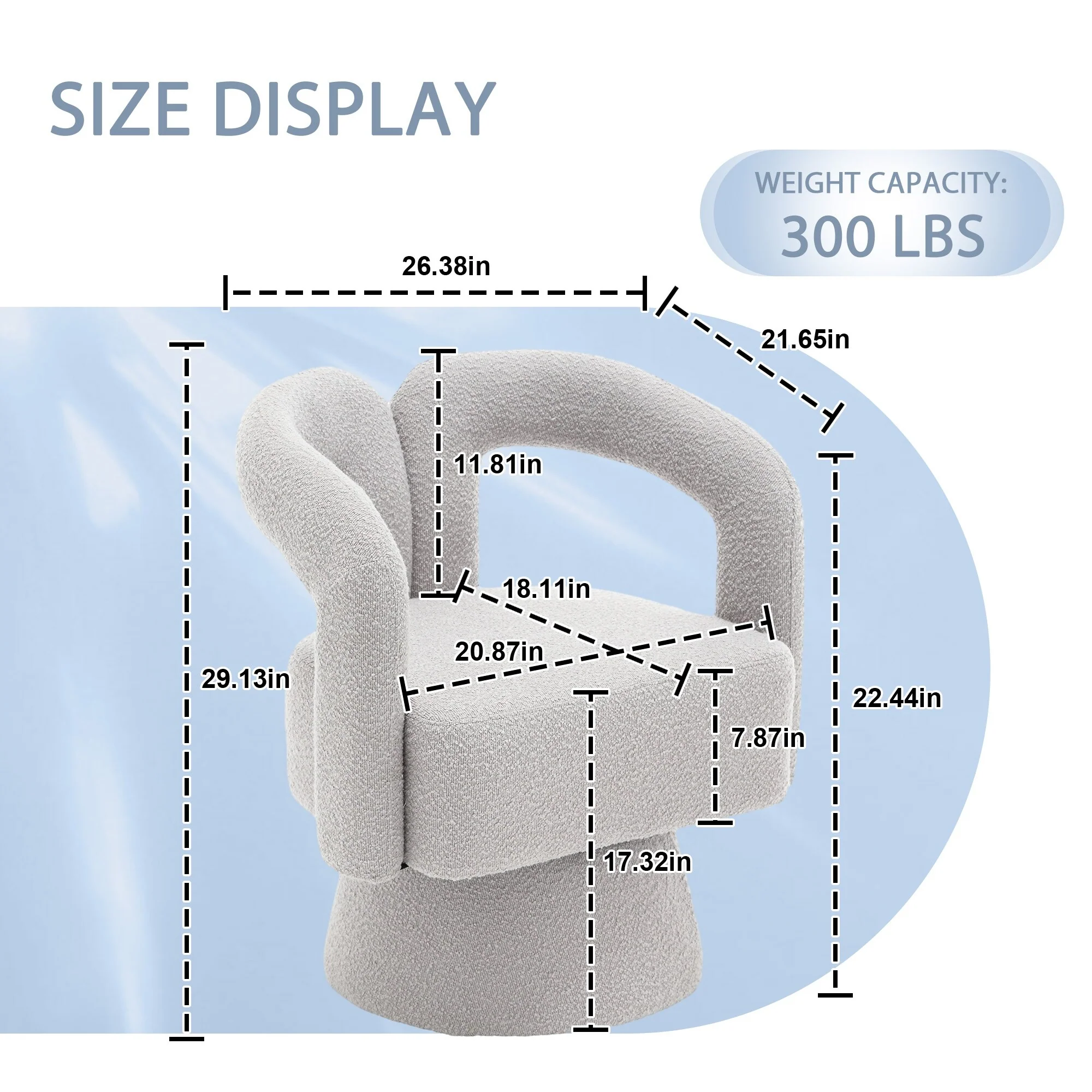 HOMEFUN Boucle Upholstered 360 Degree Swivel Cuddle Barrel Accent Chairs