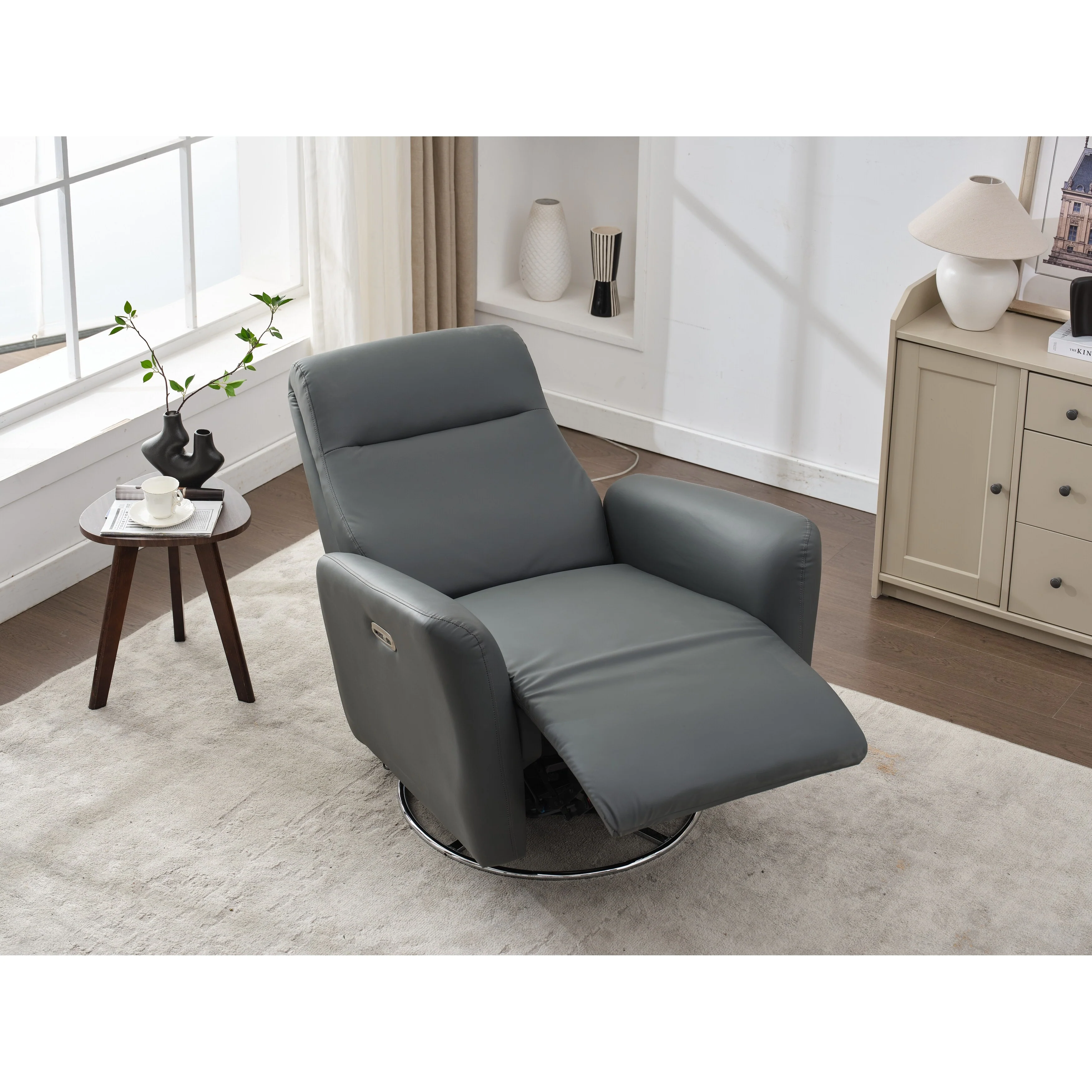 Electric Rocking Recliner, 270�� Swivel Power Glider Chair with Button Control for Nursery, Bedroom or Living Room