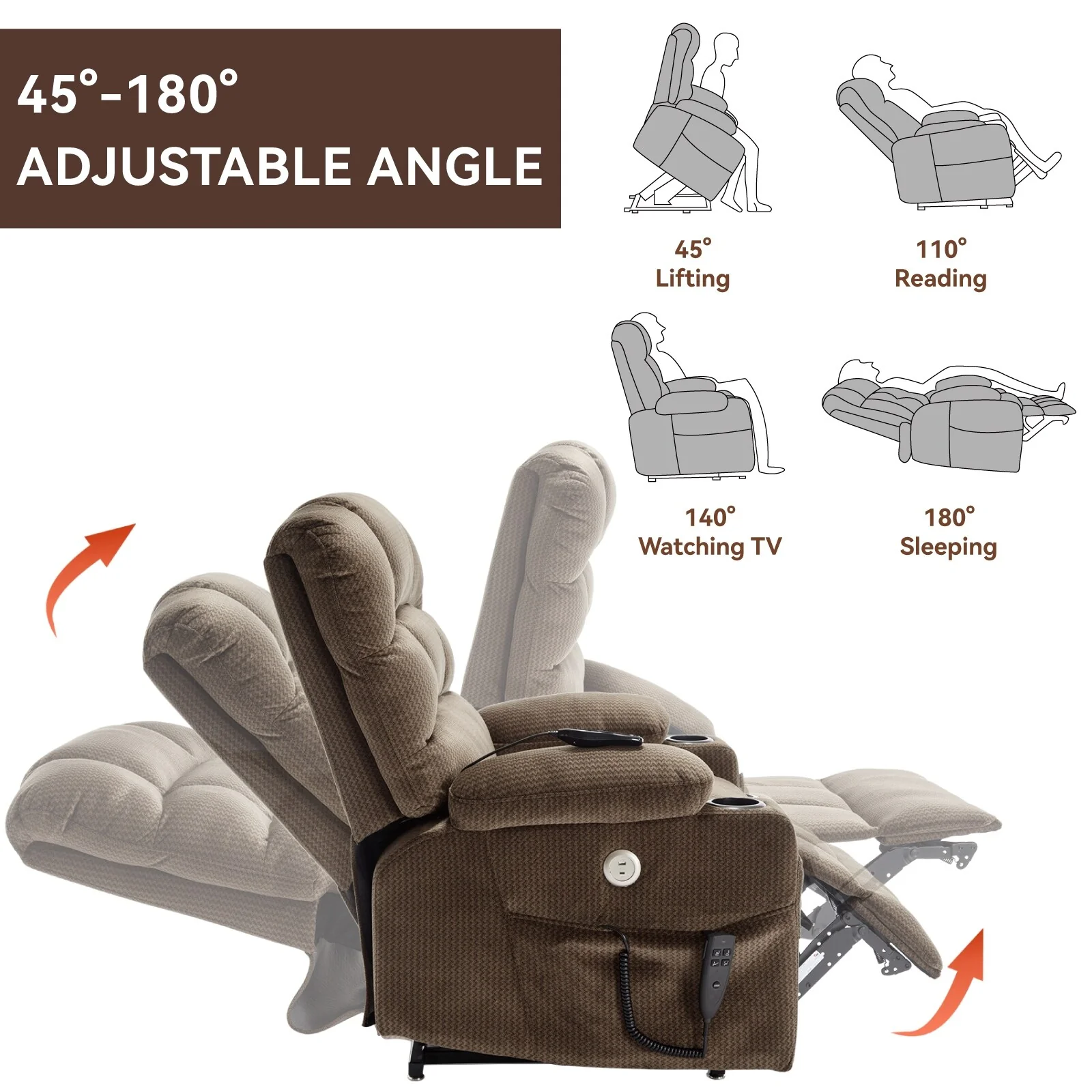 Chenille Power Lift Recliner Chair