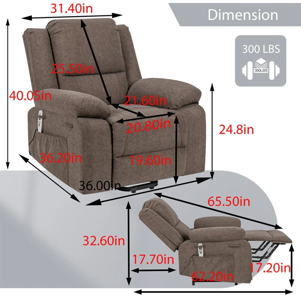 Electric Massage Power Recliner Chair, Multi-function Lifting, Timing