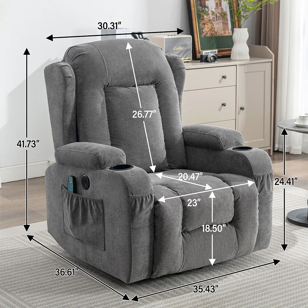 Modern Power Lift Recliner Chair w/Massage  Heat, Infinite Position