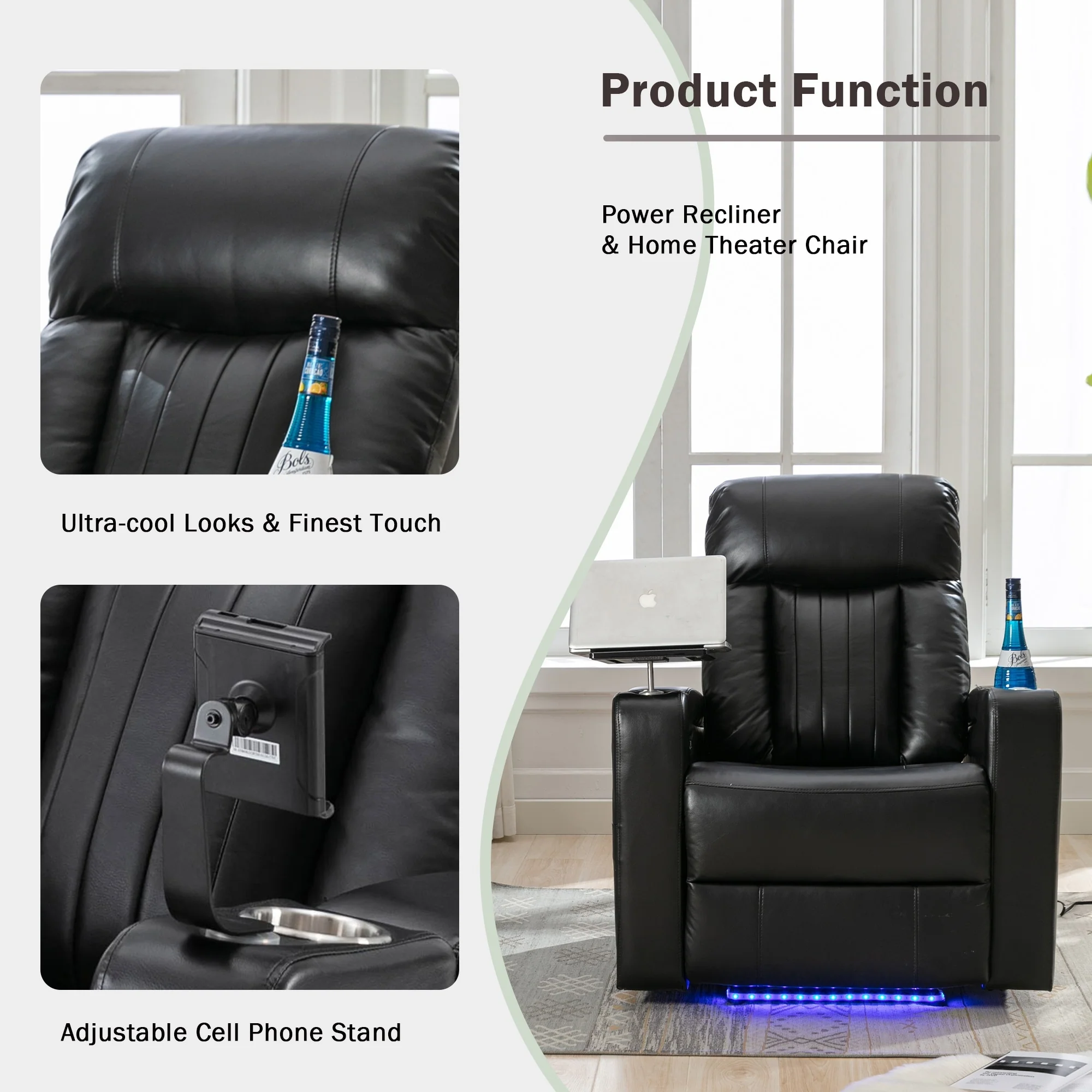 Premium Power Recliner with Storage Arms