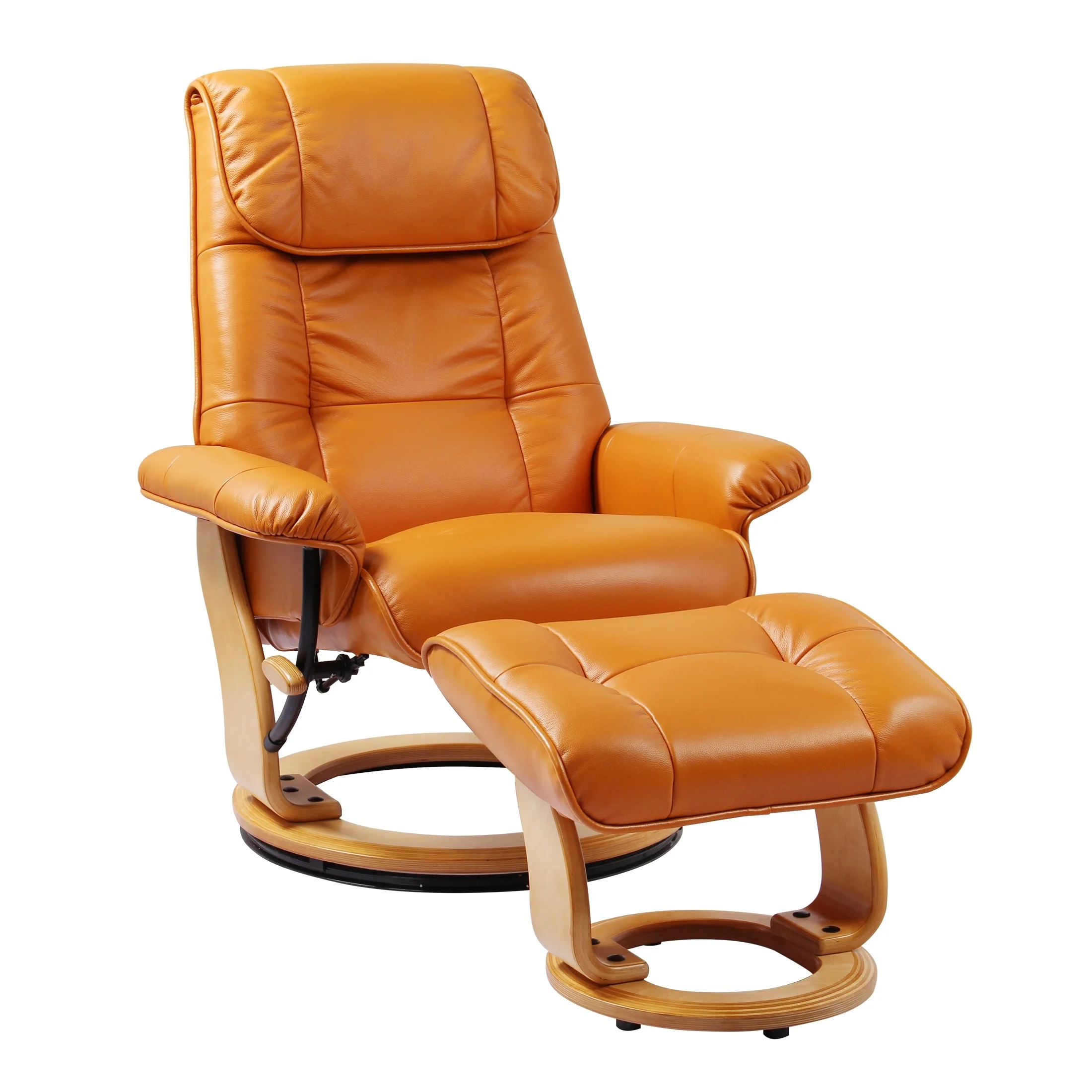 Copper Grove Caret Top Grain Leather Recliner and Ottoman