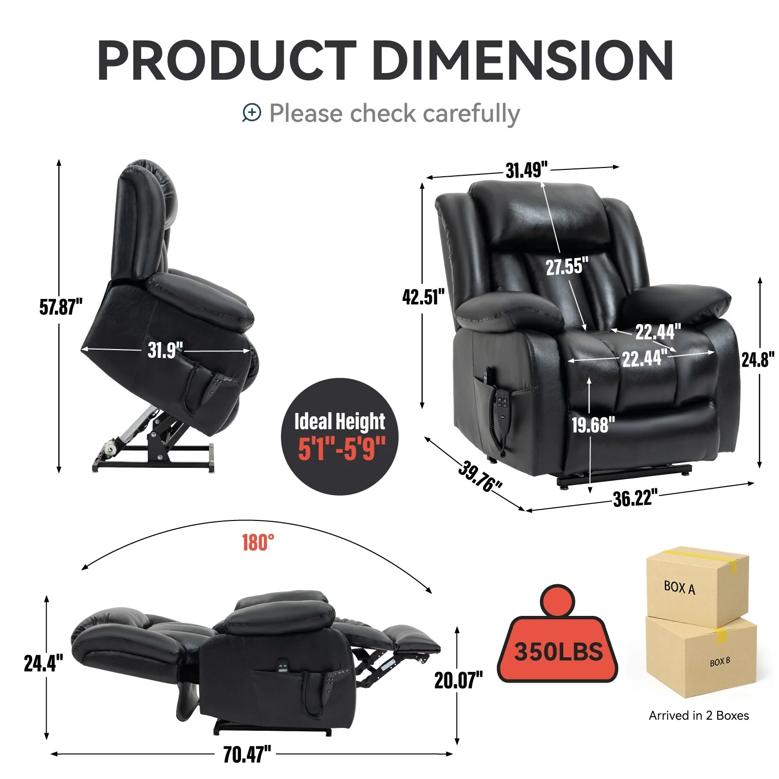 Power Lift Recliner Chair with 8-Point Vibration Massage