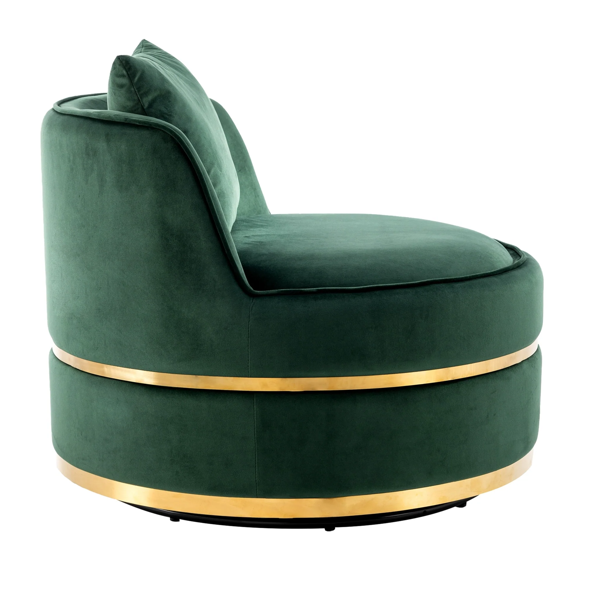 Velvet 360�� Swivel Accent Chair with Seat Cushion, Upholstered Barrel Chair with Stainless Steel Base Living Room Chair