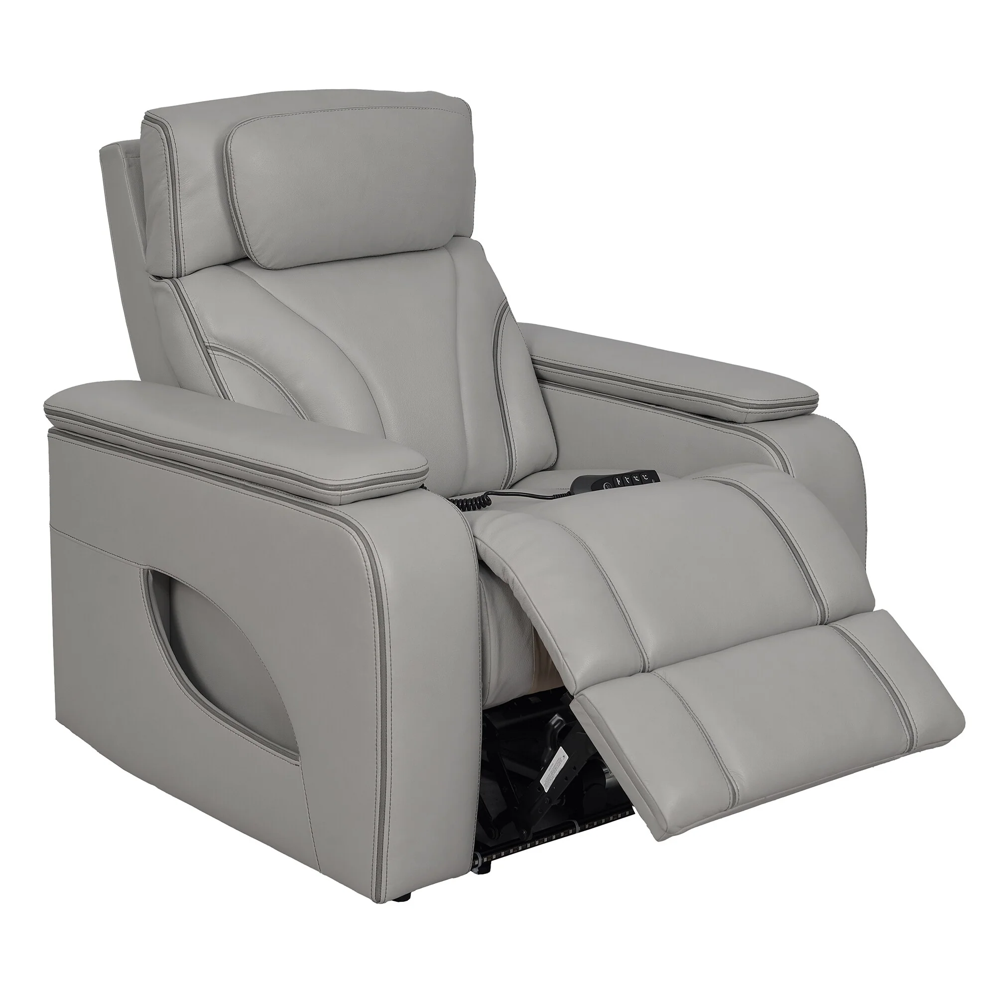Octavia Silver and Gray Leather Zero Gravity Power Recliner with Heat and Massage