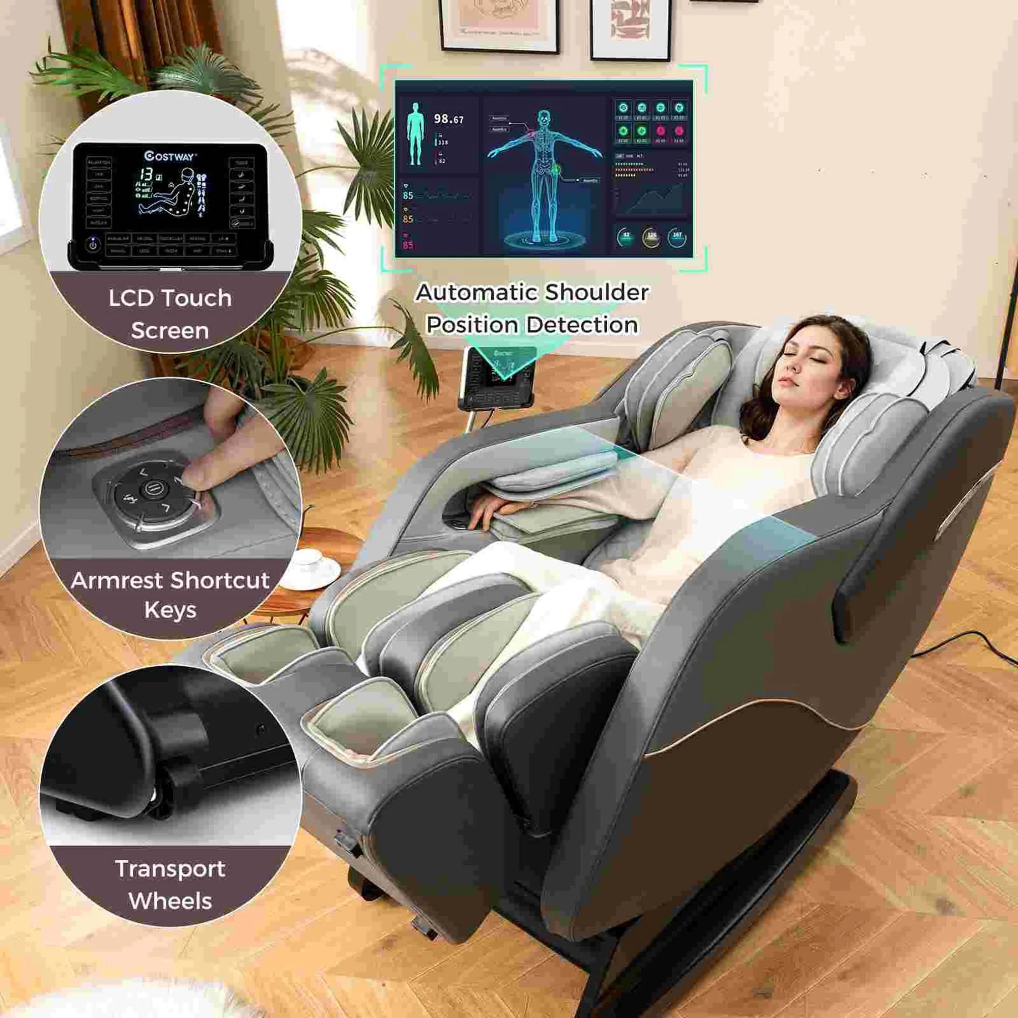 Costway SL Track Zero Gravity Massage Recliner with Thai Stretch Foot