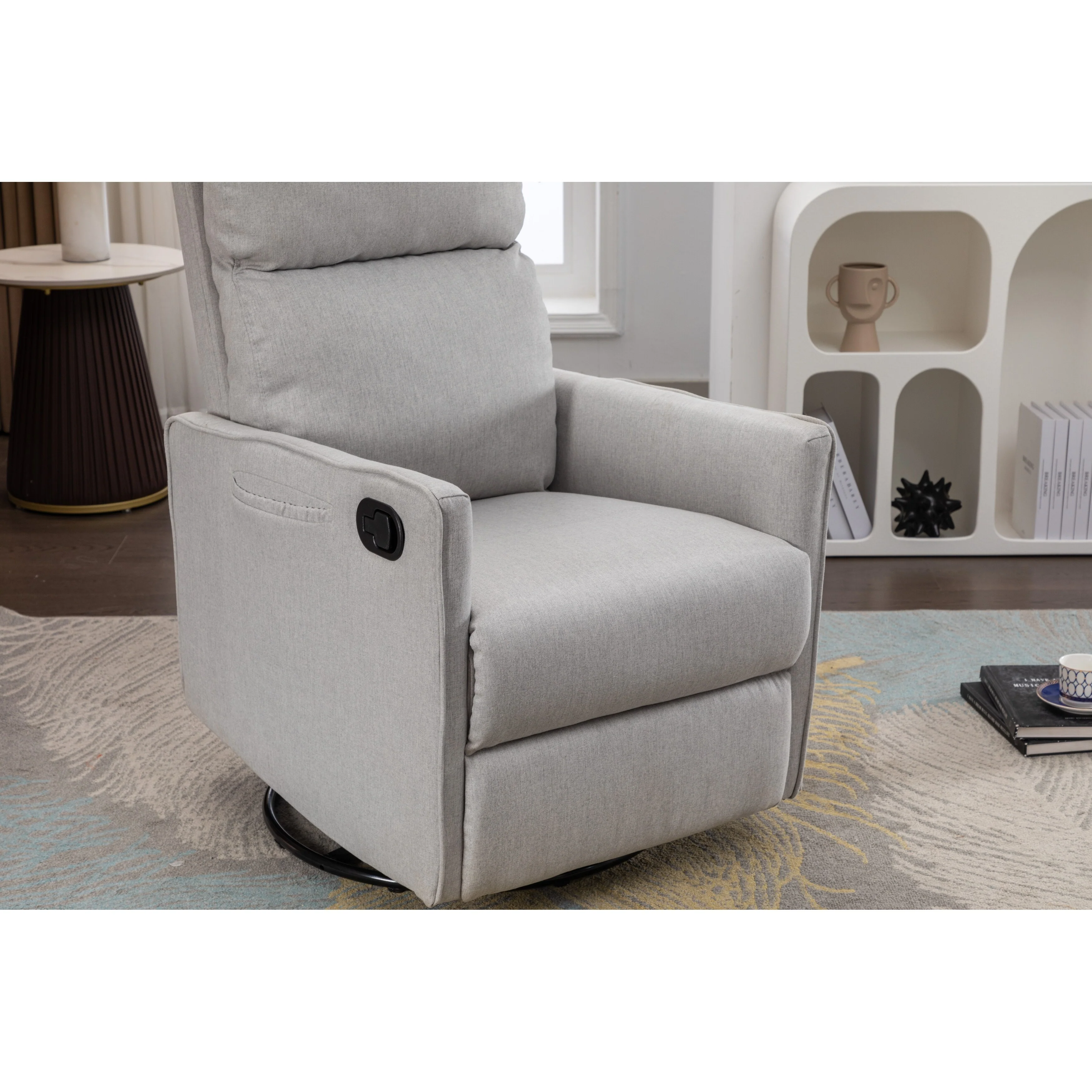 Manual Swivel Rocker Recliner Chair with Adjustable Back & Footrest