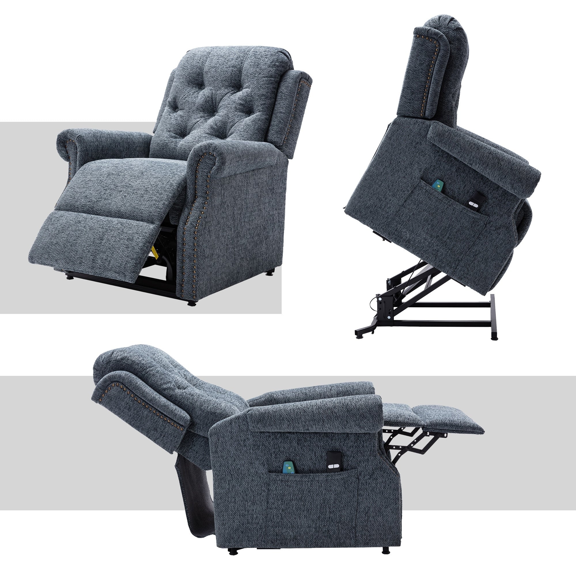 Clihome Chenille Knit Fabric Power-lift Recliner Chair with Massage