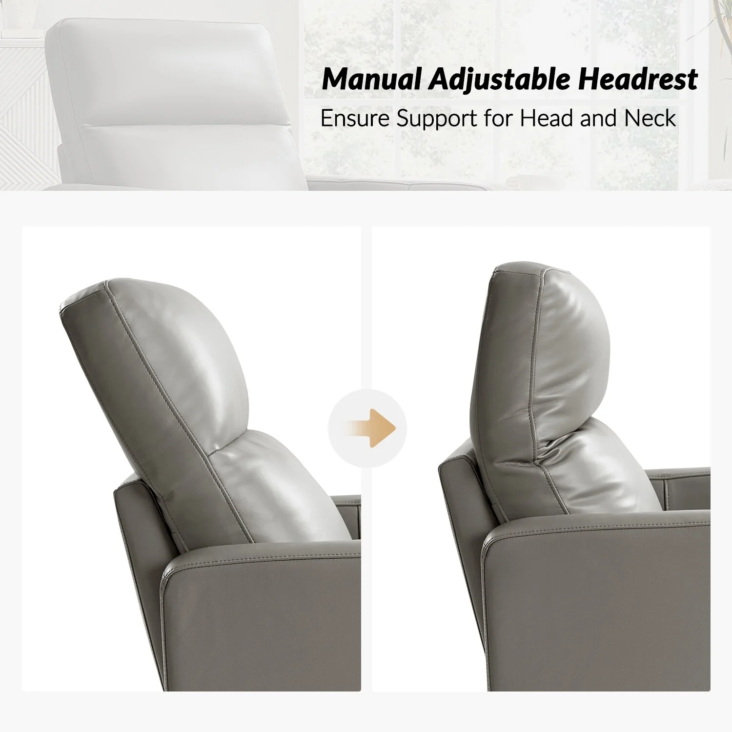 Josefa Modern Genuine Leather Swivel Rocker Recliner by Hulala Home