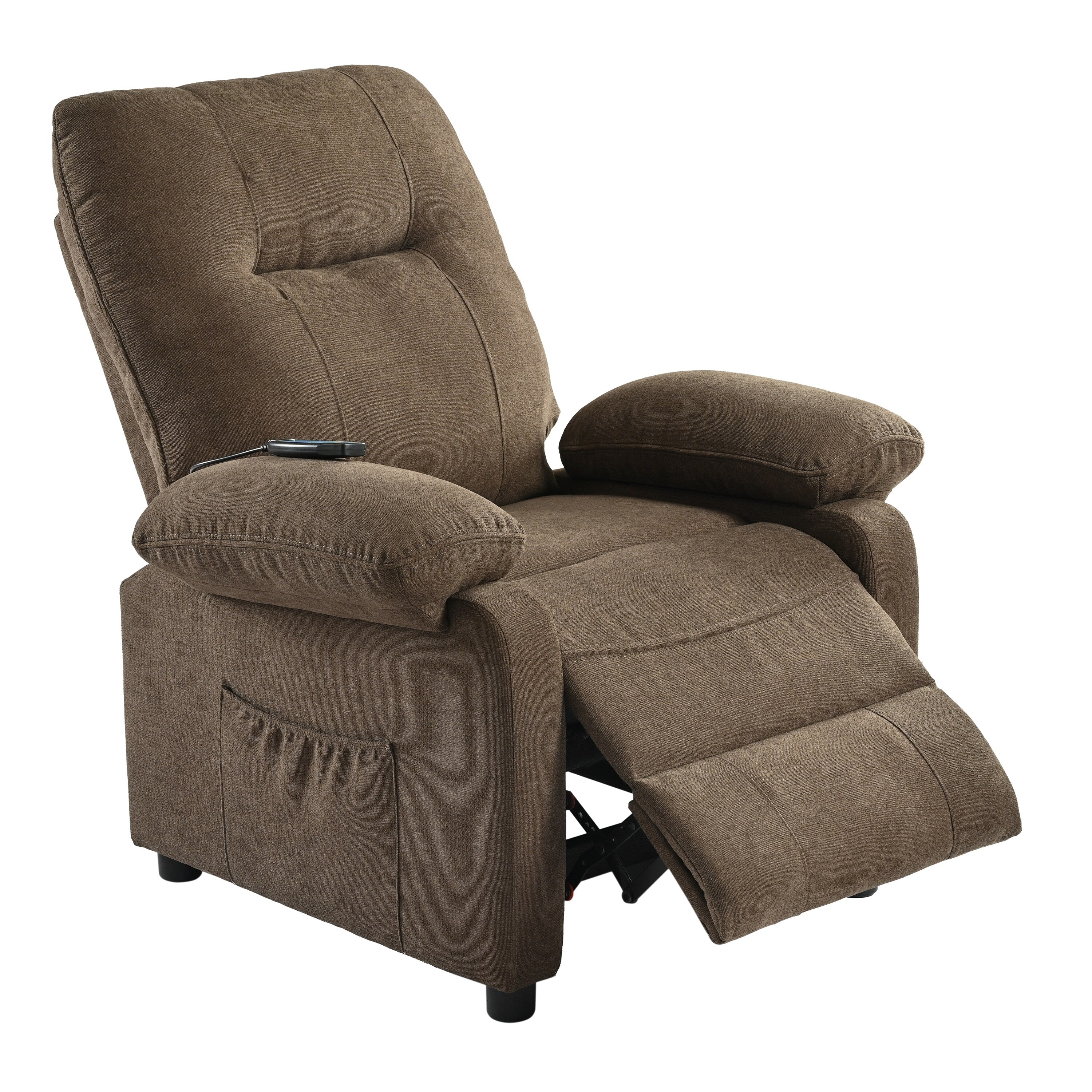 Black Manual Recliner with Massage, Heat, and Solid Wood Frame