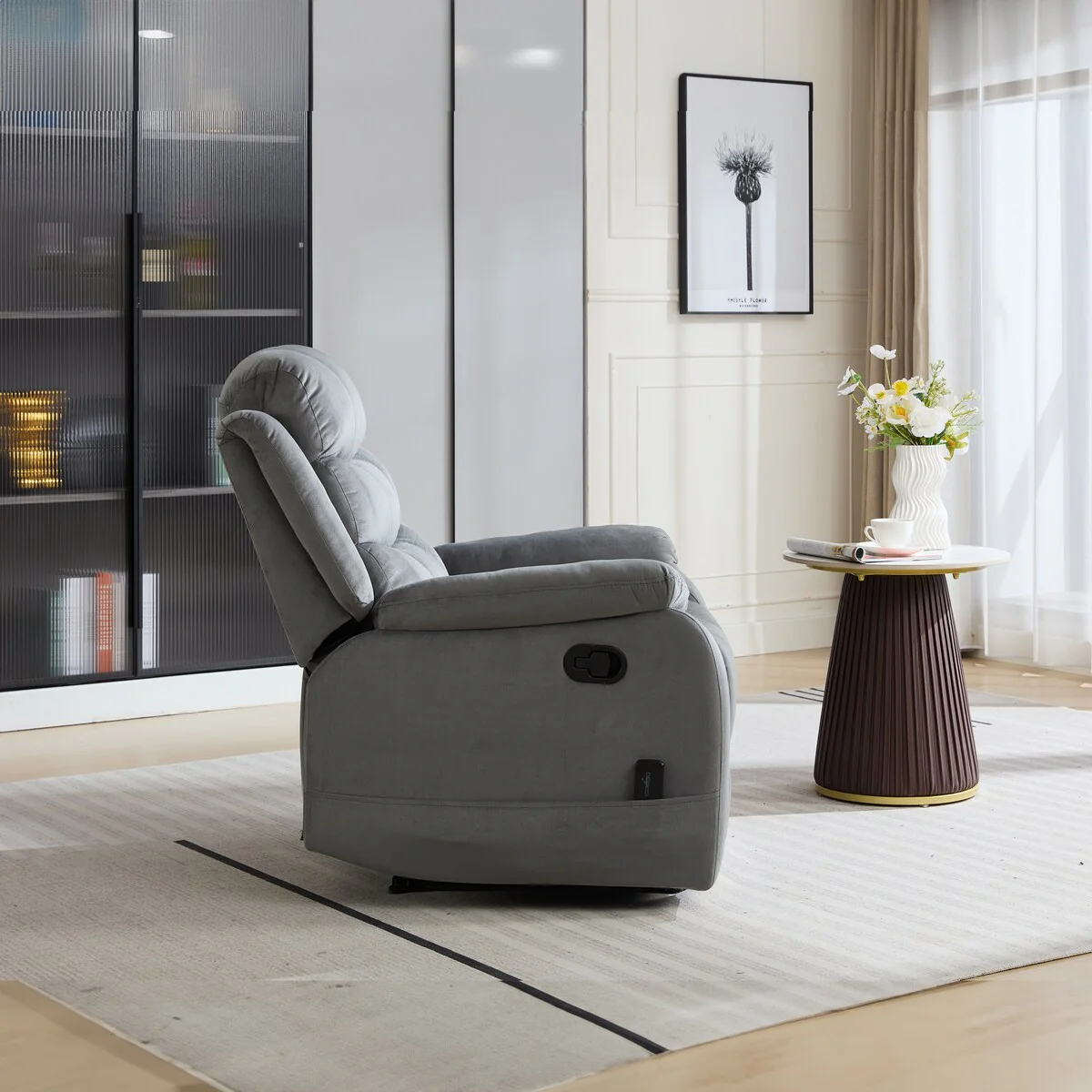 Steph Plush Transitional Upholstered Manual Recliner Chair