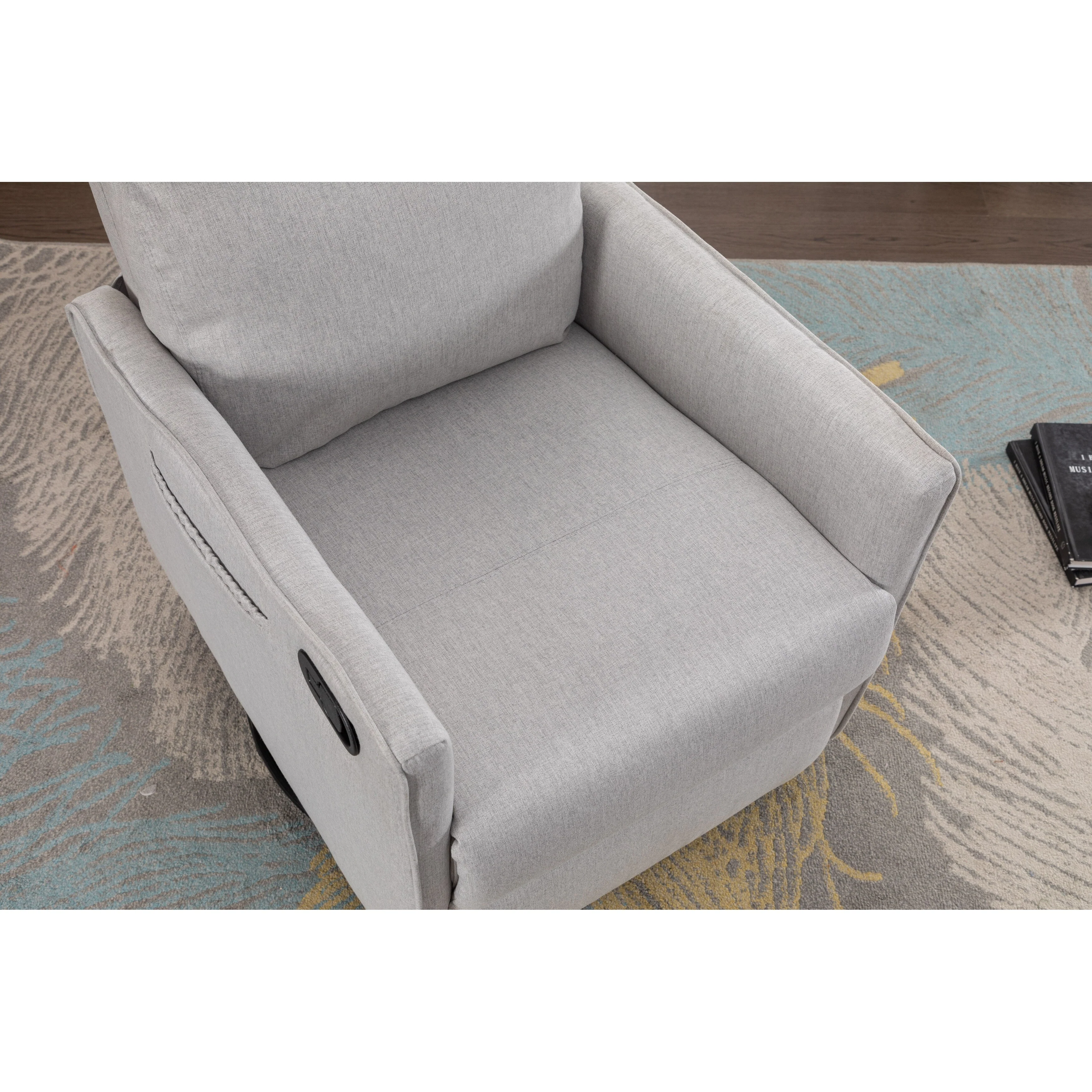 Manual Swivel Rocker Recliner Chair with Adjustable Back & Footrest