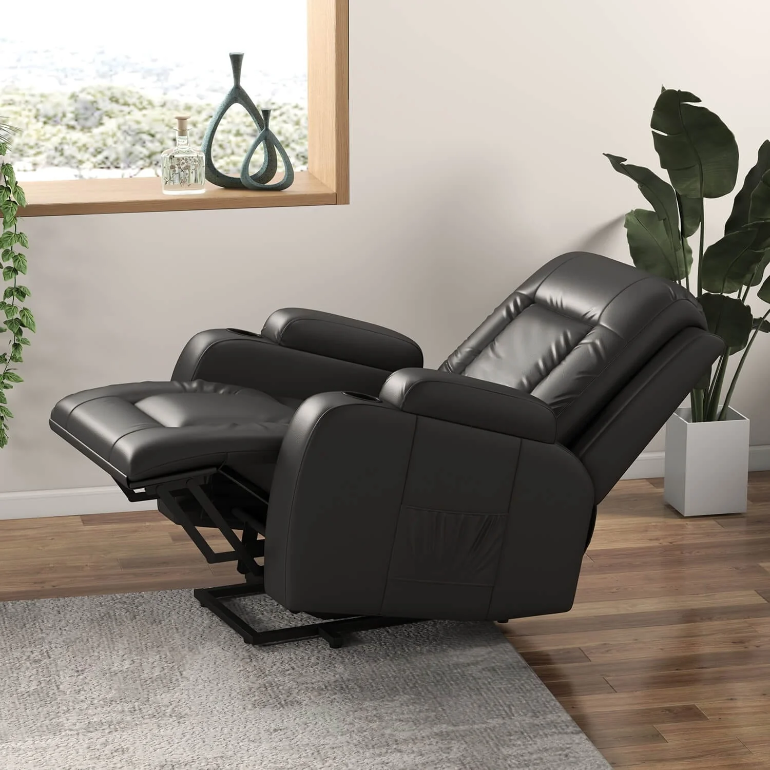 Furniwell PU Leather Power Lift Assist Recliner Chair with USB