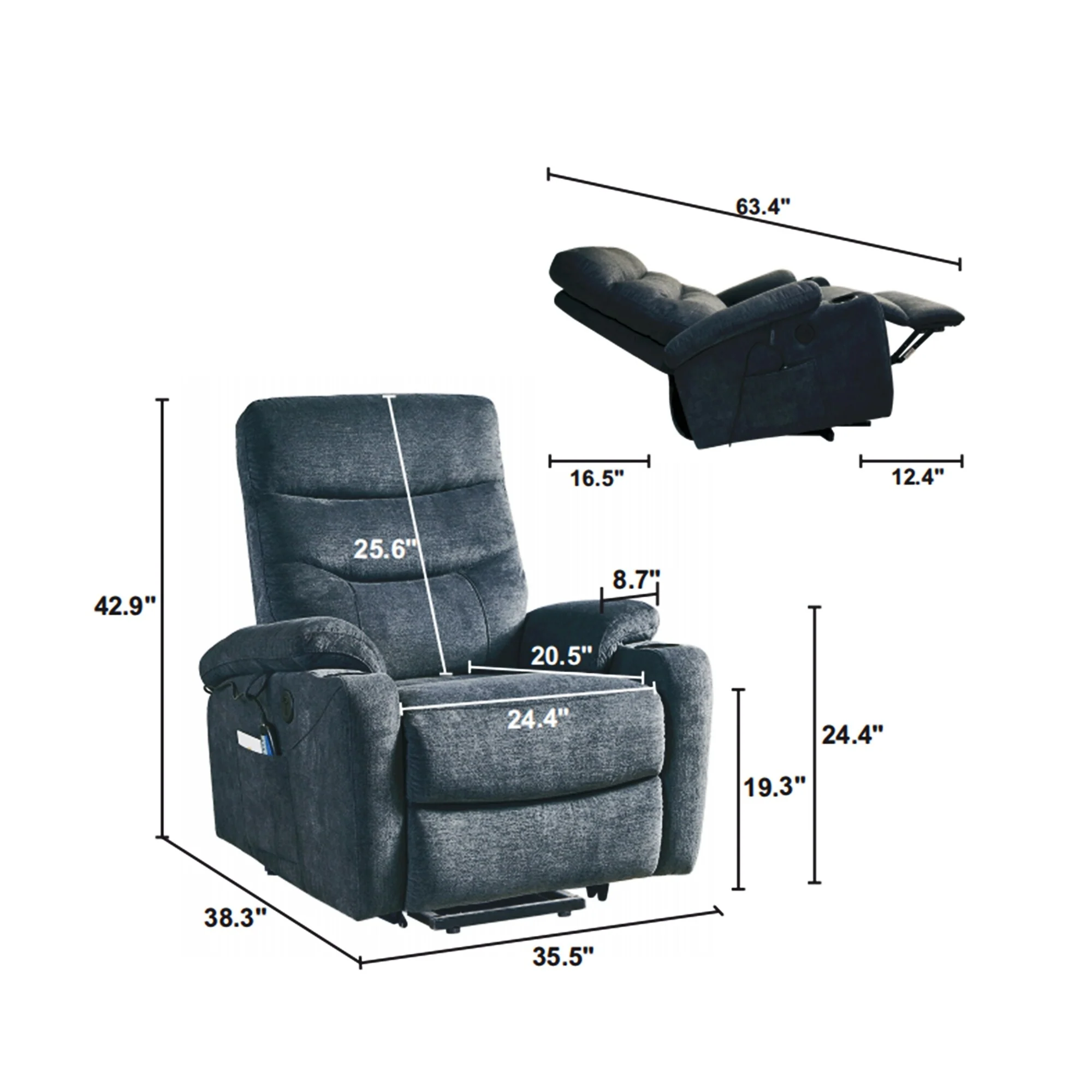 Electric Lift Massage Recliner with Lumbar Heat, 350?lbs & 45��-165�� Recline