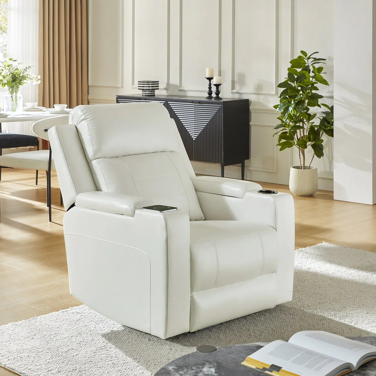 Marion Classic 35.5 Wide Power Recliner with Cup Holder by HULALA HOME